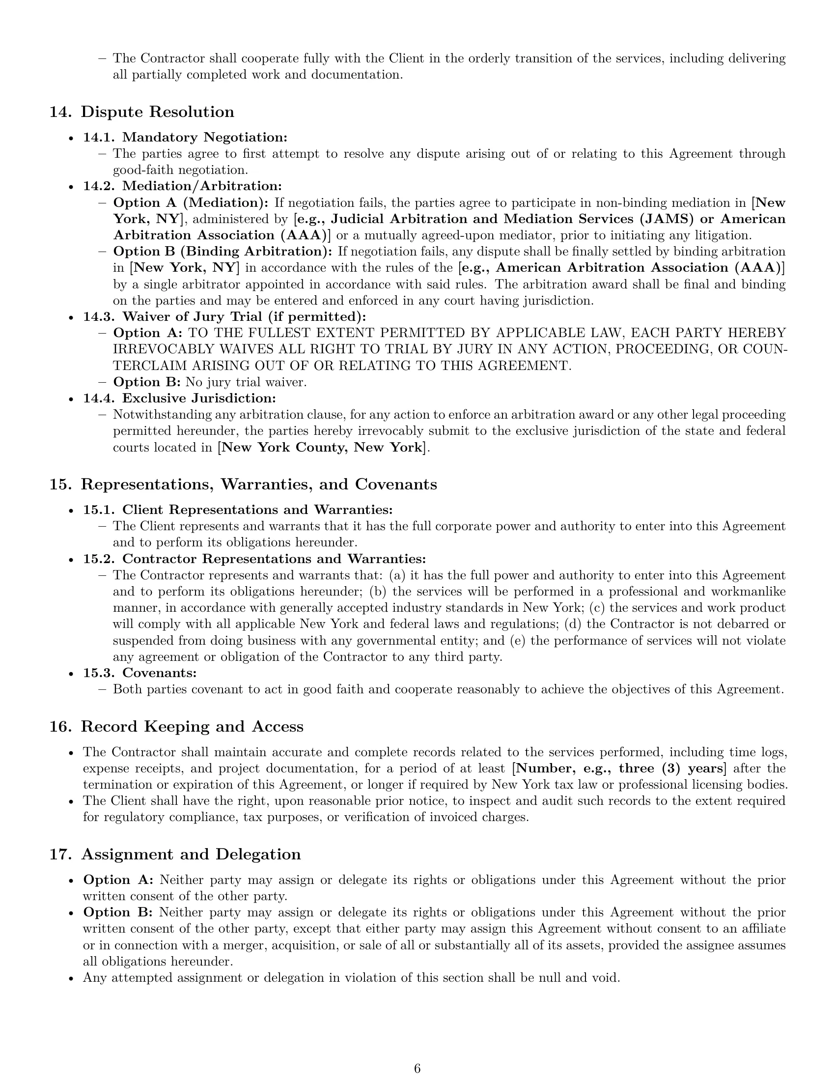 Preview page 6 of Pro New York consulting independent contractor agreement template