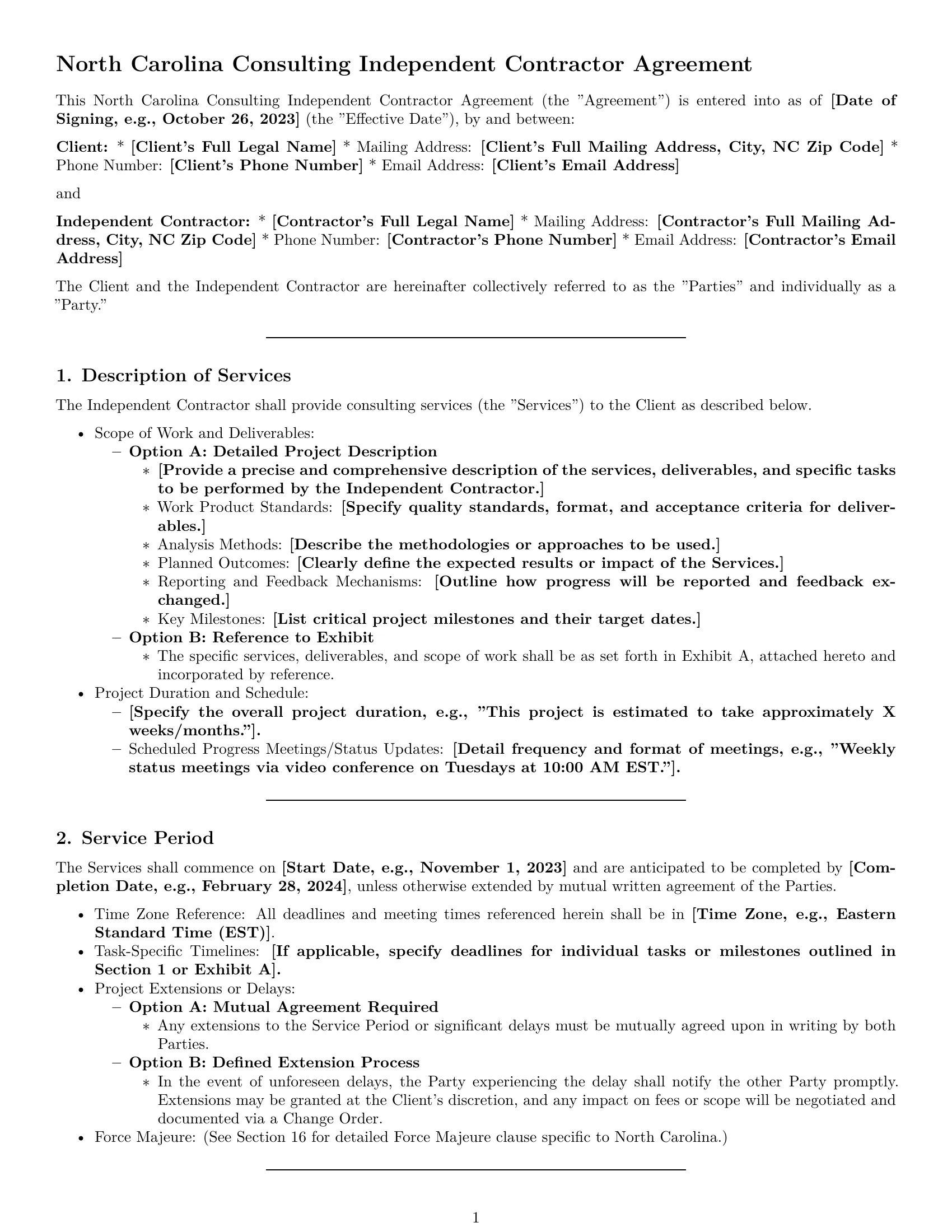 Preview page 1 of Pro North Carolina consulting independent contractor agreement template