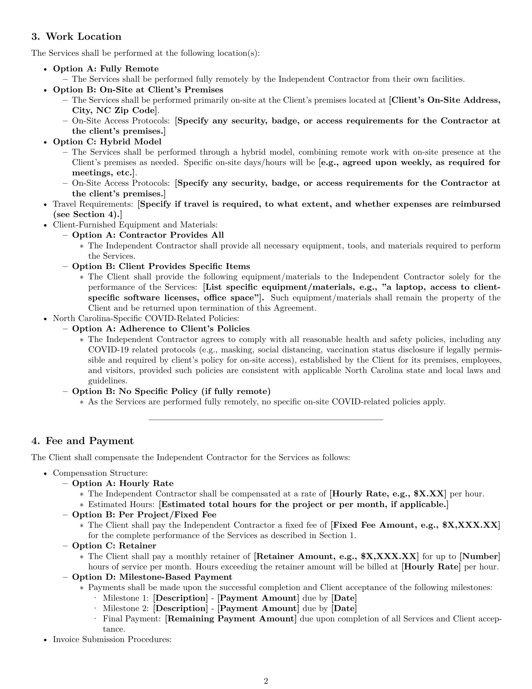 Preview page 2 of Pro North Carolina consulting independent contractor agreement template