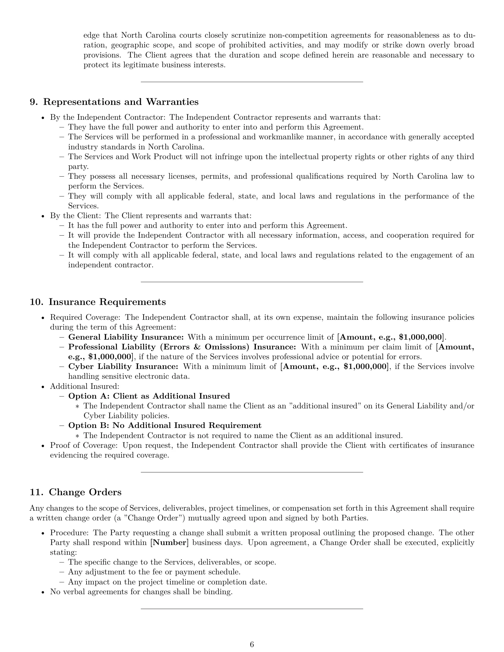 Preview page 6 of Pro North Carolina consulting independent contractor agreement template
