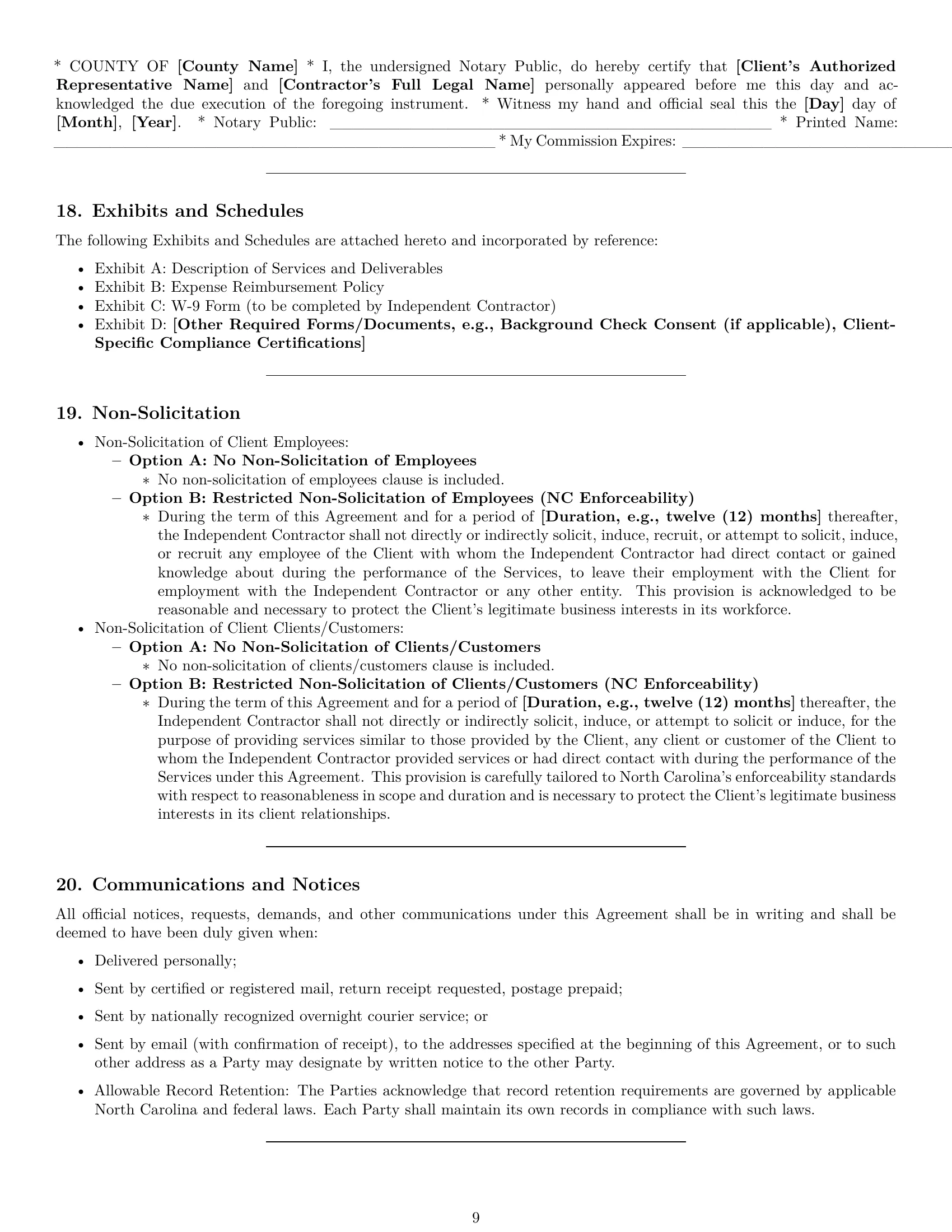 Preview page 9 of Pro North Carolina consulting independent contractor agreement template