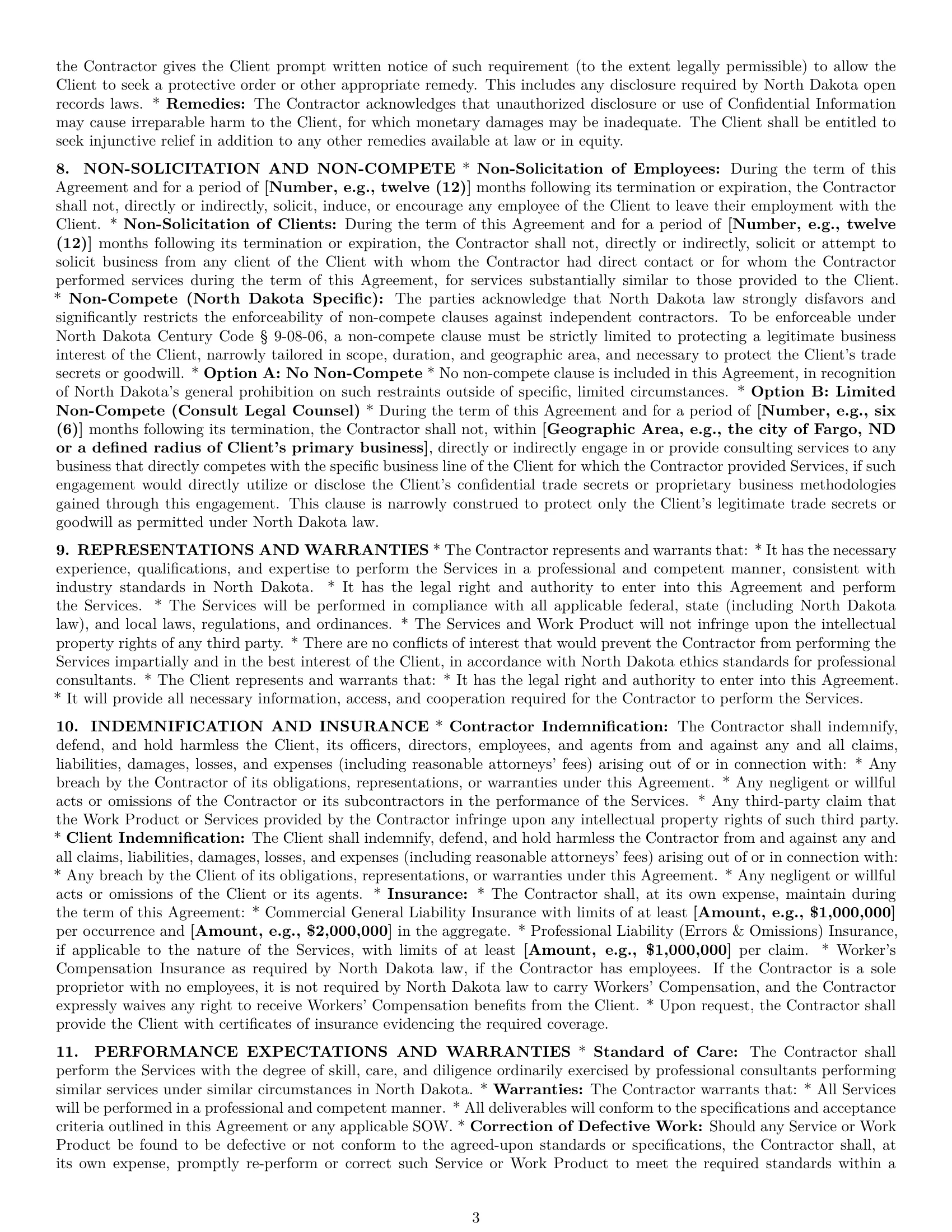 Preview page 3 of Pro North Dakota consulting independent contractor agreement template