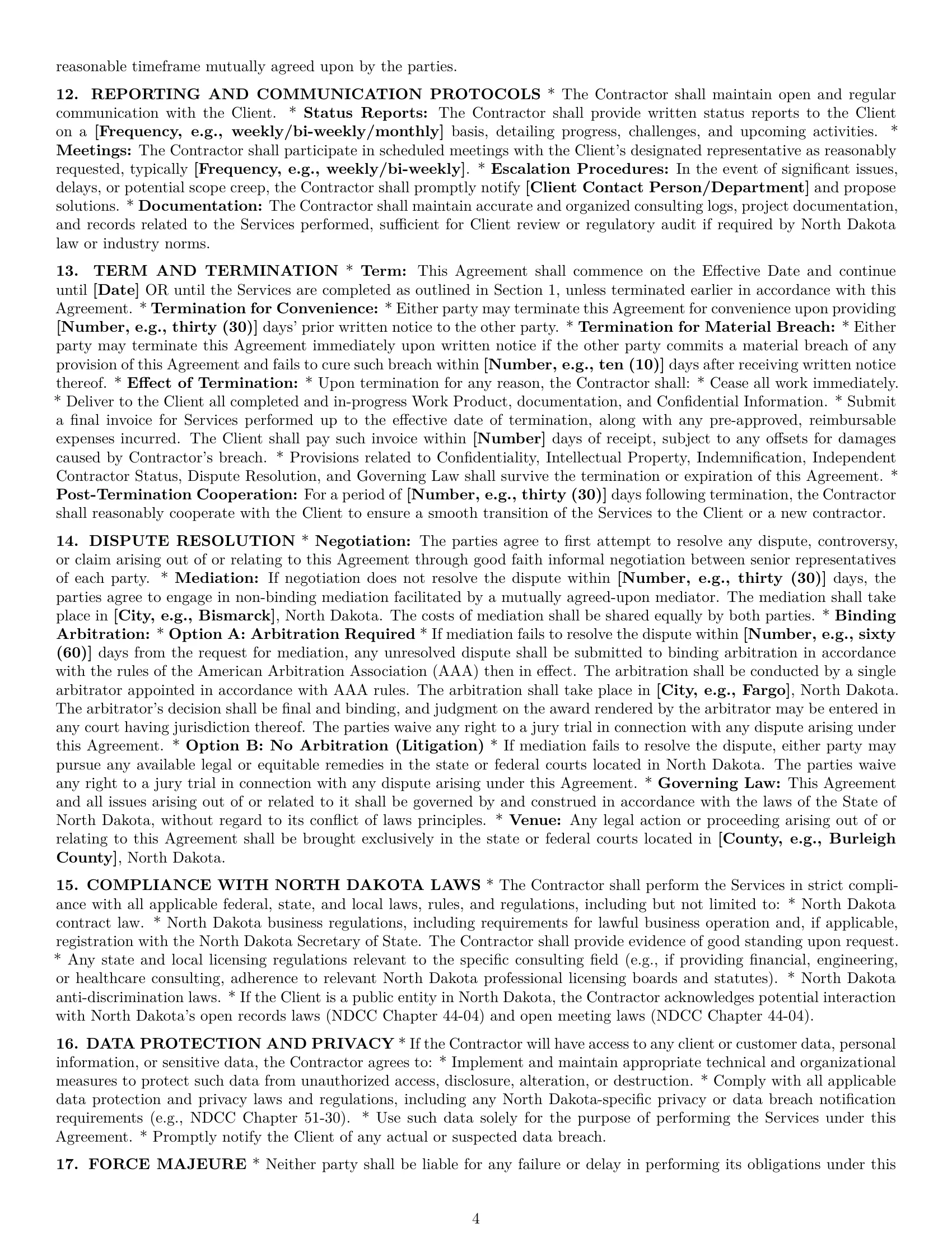 Preview page 4 of Pro North Dakota consulting independent contractor agreement template