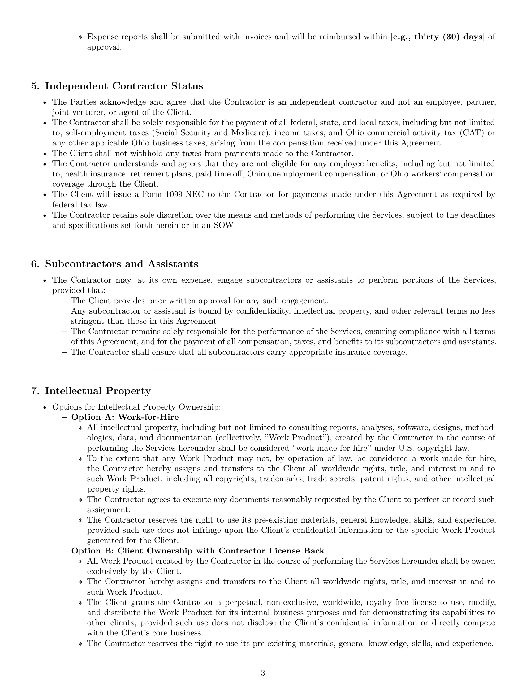 Preview page 3 of Pro Ohio consulting independent contractor agreement template
