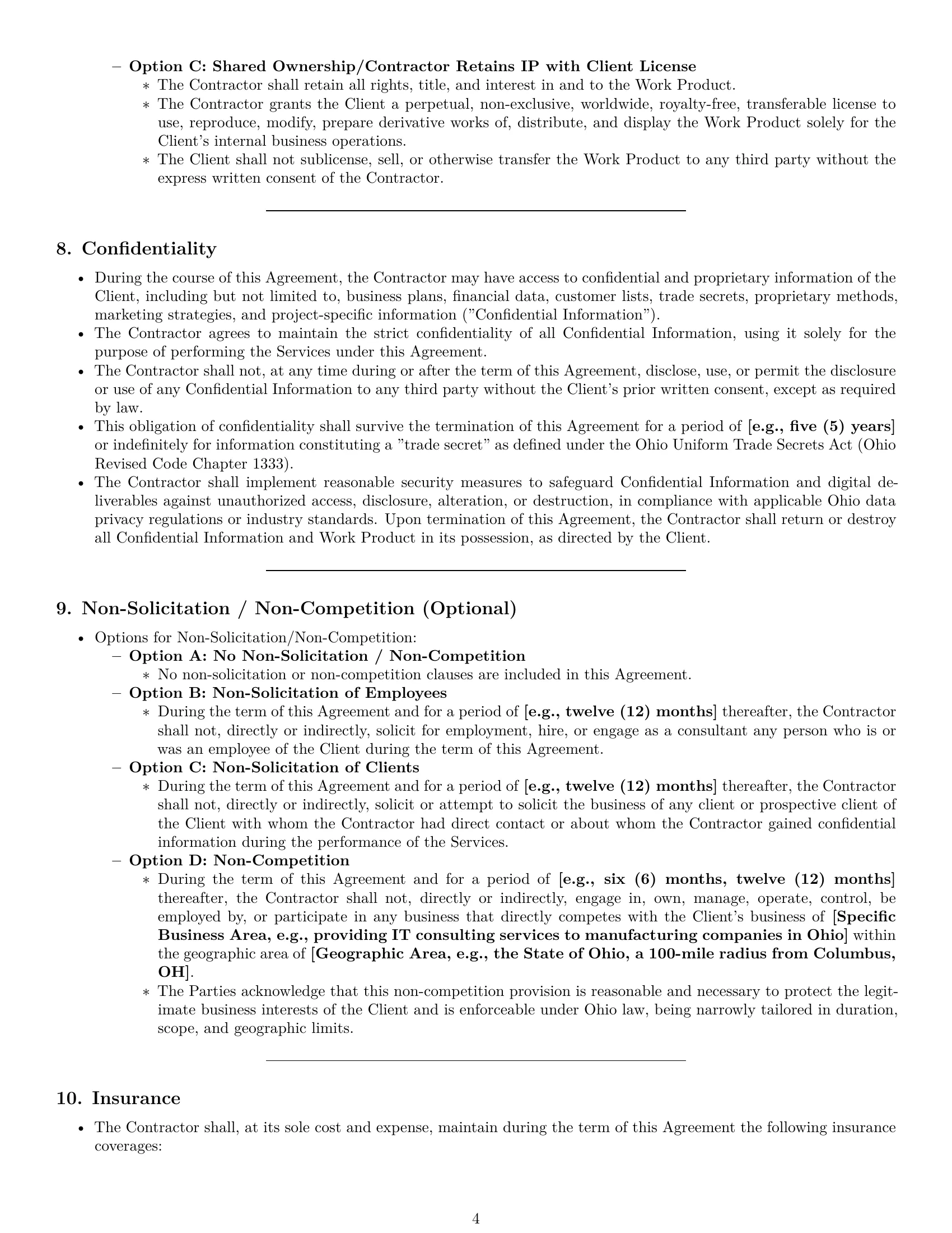 Preview page 4 of Pro Ohio consulting independent contractor agreement template
