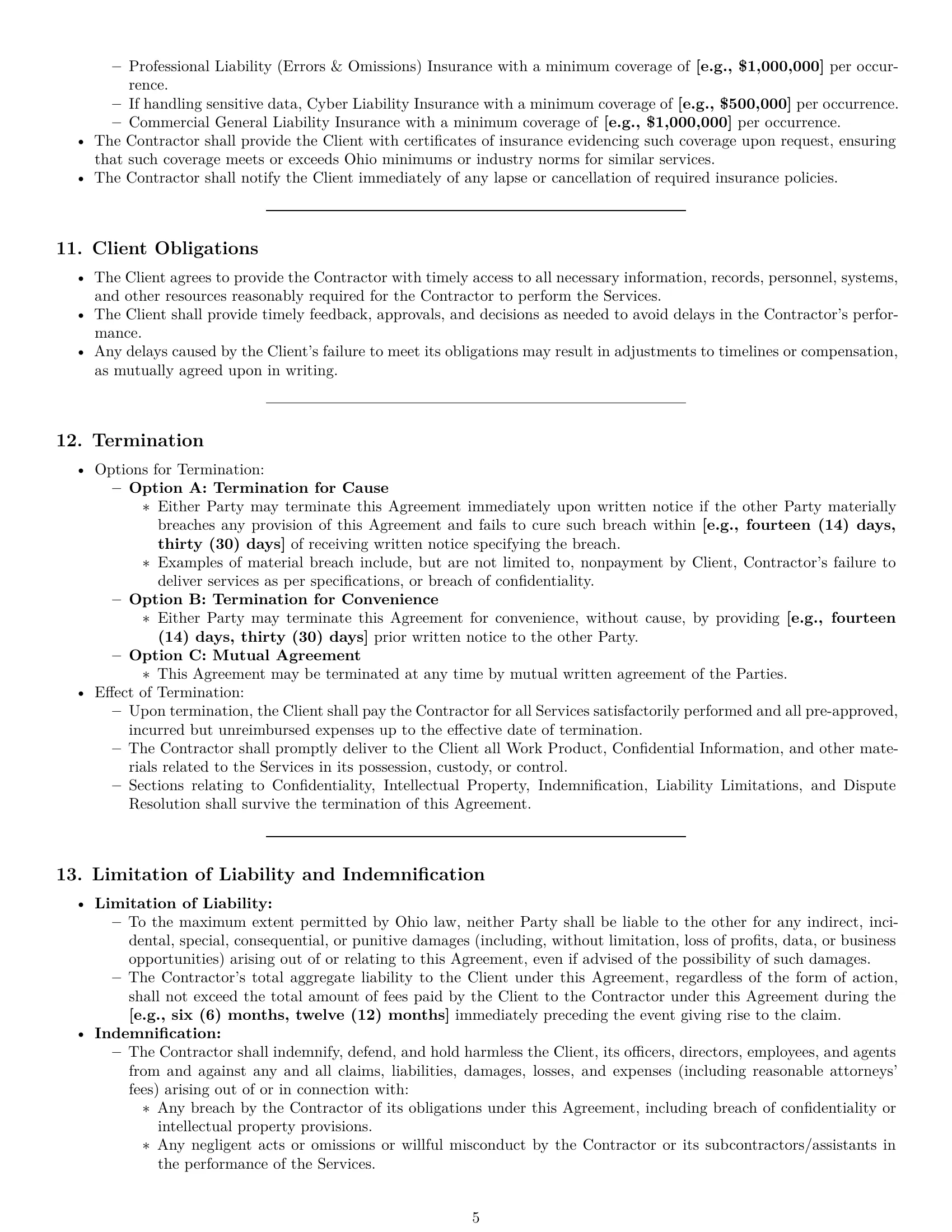 Preview page 5 of Pro Ohio consulting independent contractor agreement template