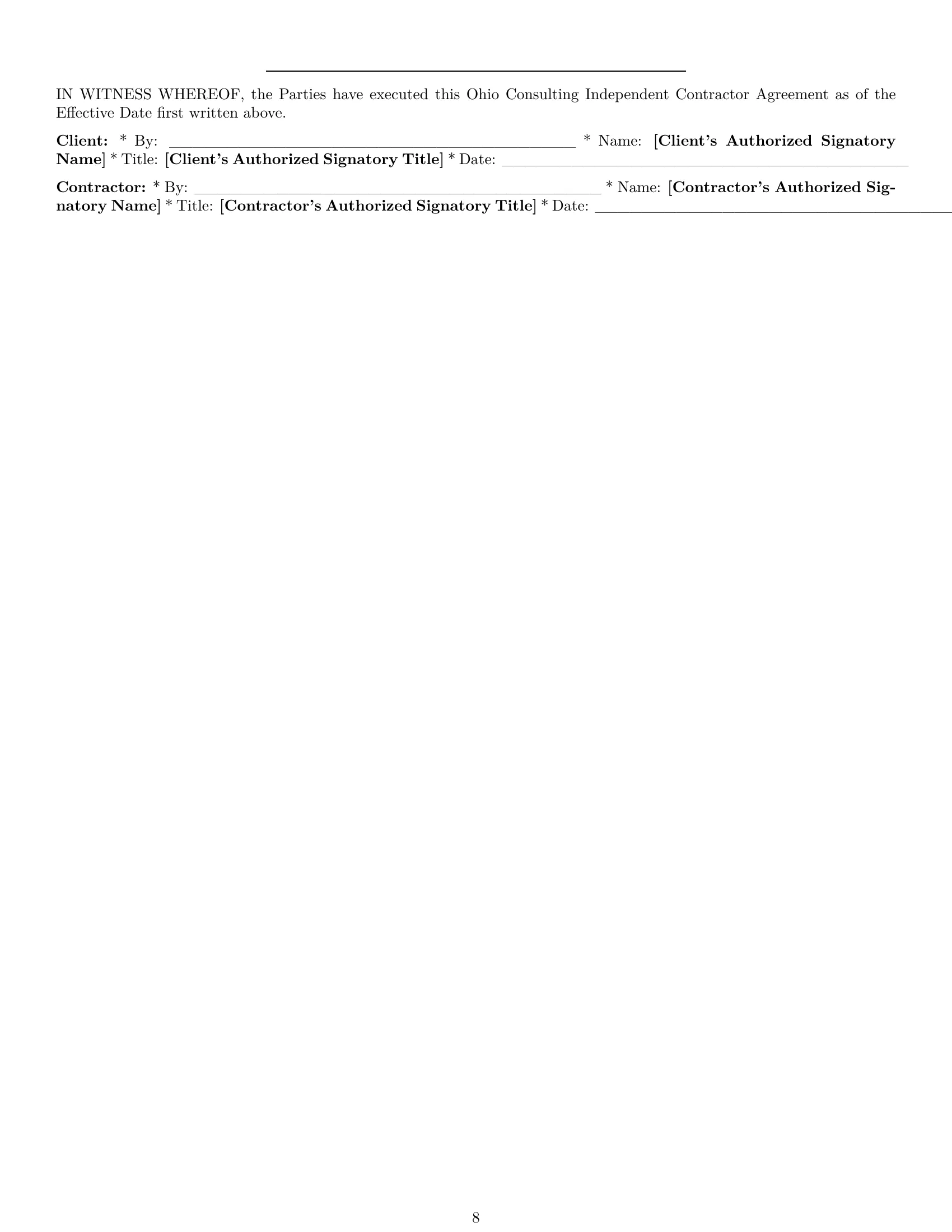 Preview page 8 of Pro Ohio consulting independent contractor agreement template