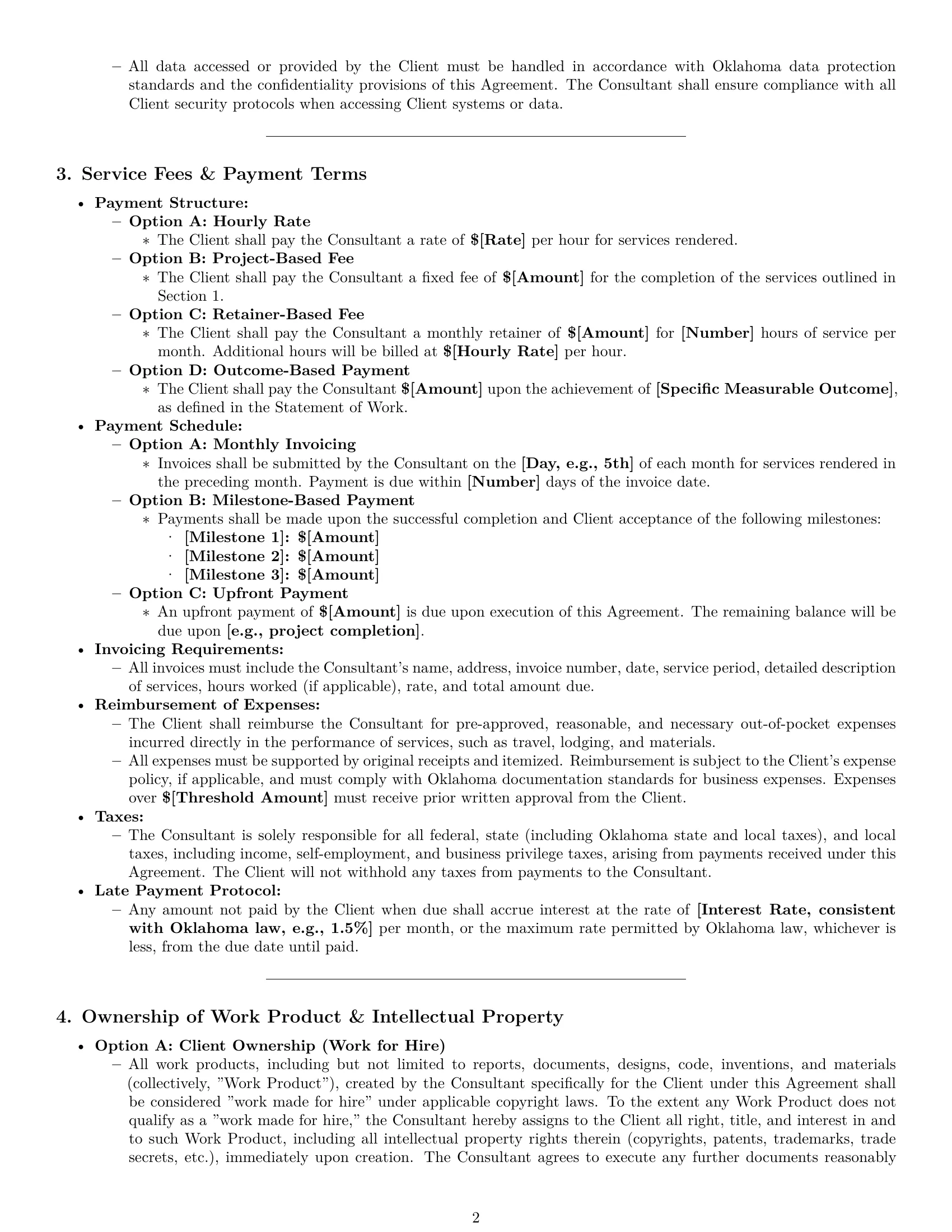 Preview page 2 of Pro Oklahoma consulting independent contractor agreement template