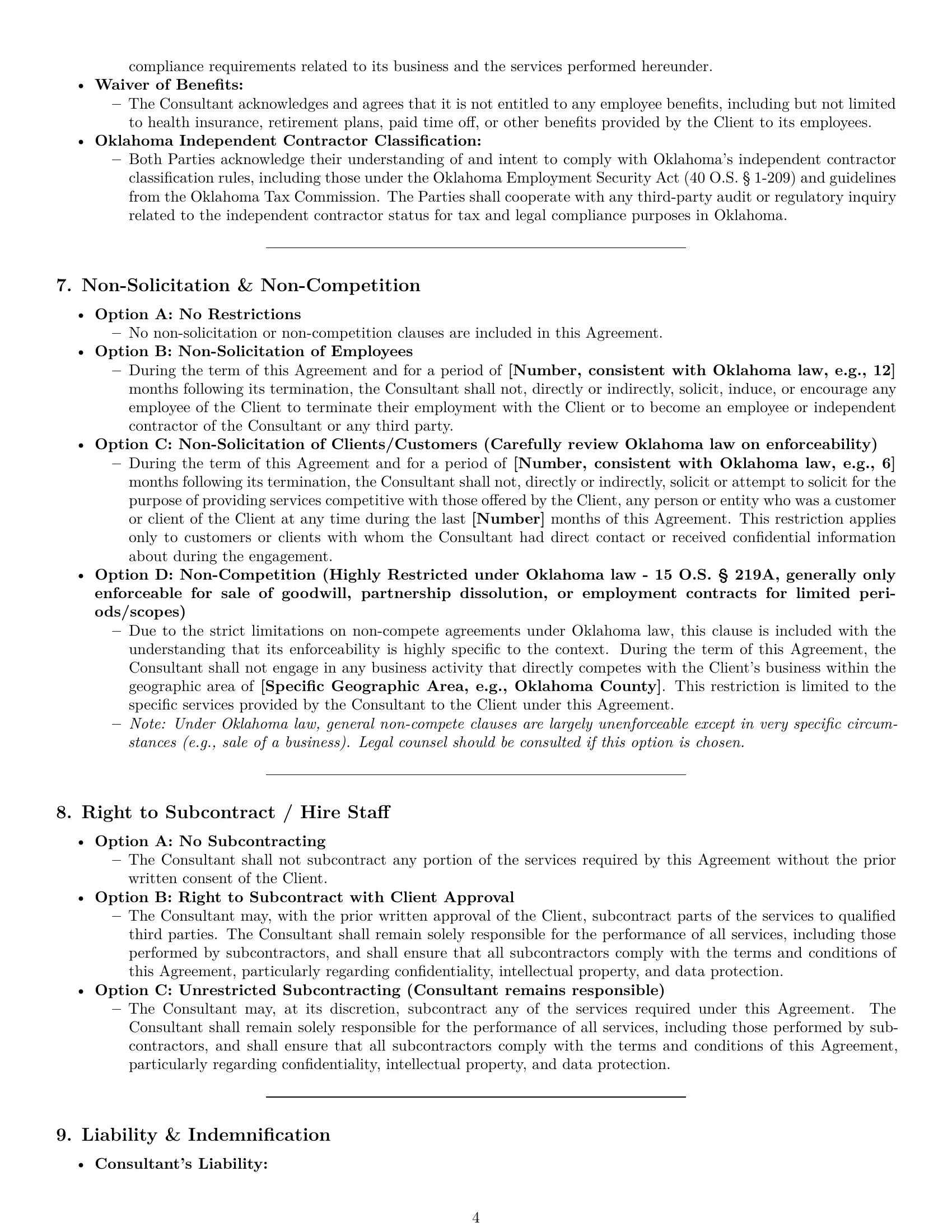 Preview page 4 of Pro Oklahoma consulting independent contractor agreement template