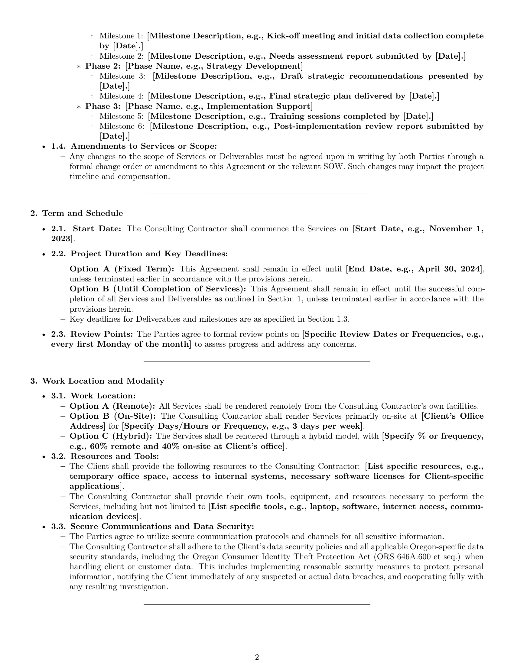 Preview page 2 of Pro Oregon consulting independent contractor agreement template
