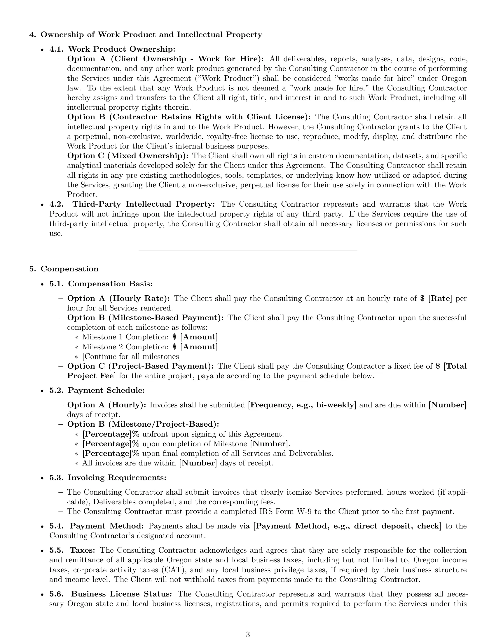 Preview page 3 of Pro Oregon consulting independent contractor agreement template