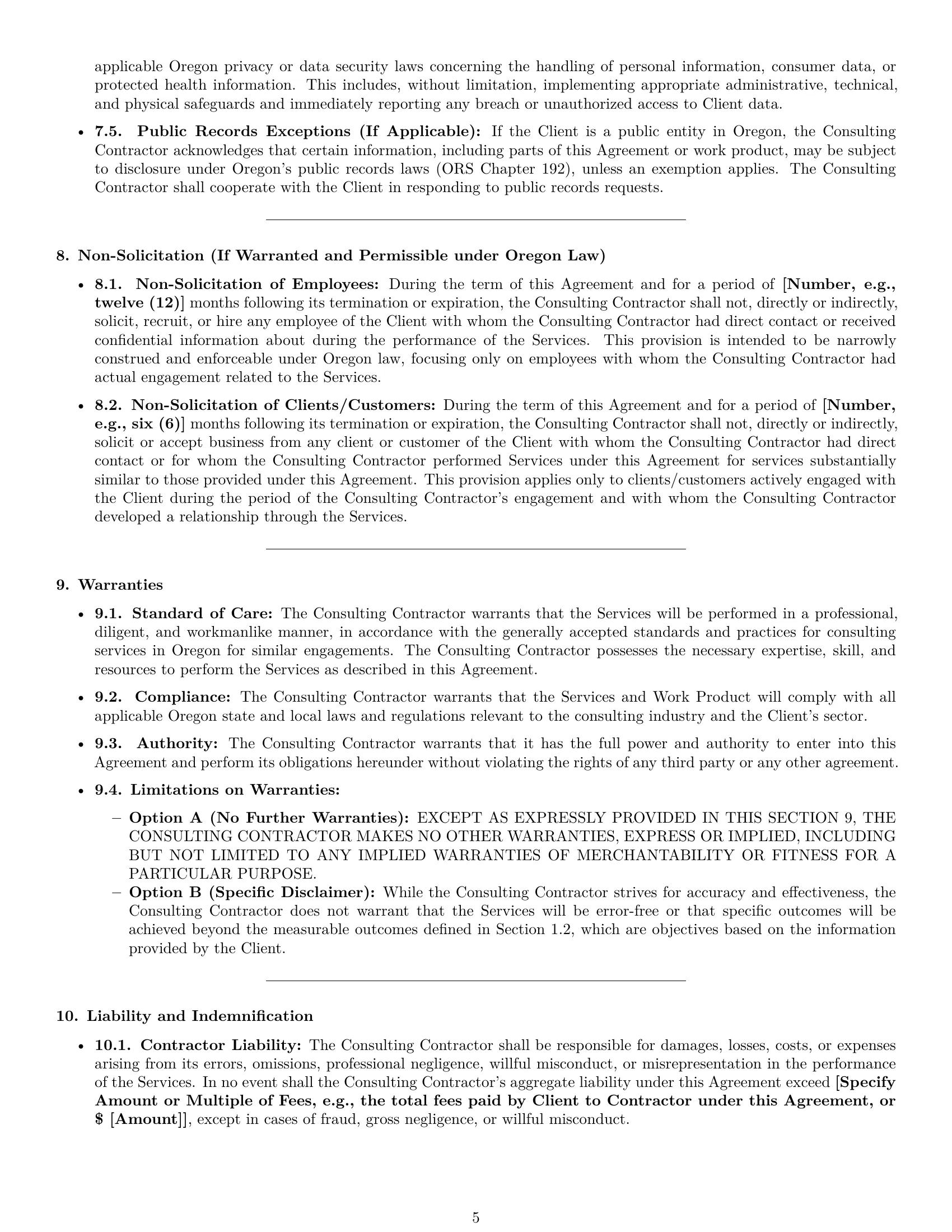 Preview page 5 of Pro Oregon consulting independent contractor agreement template