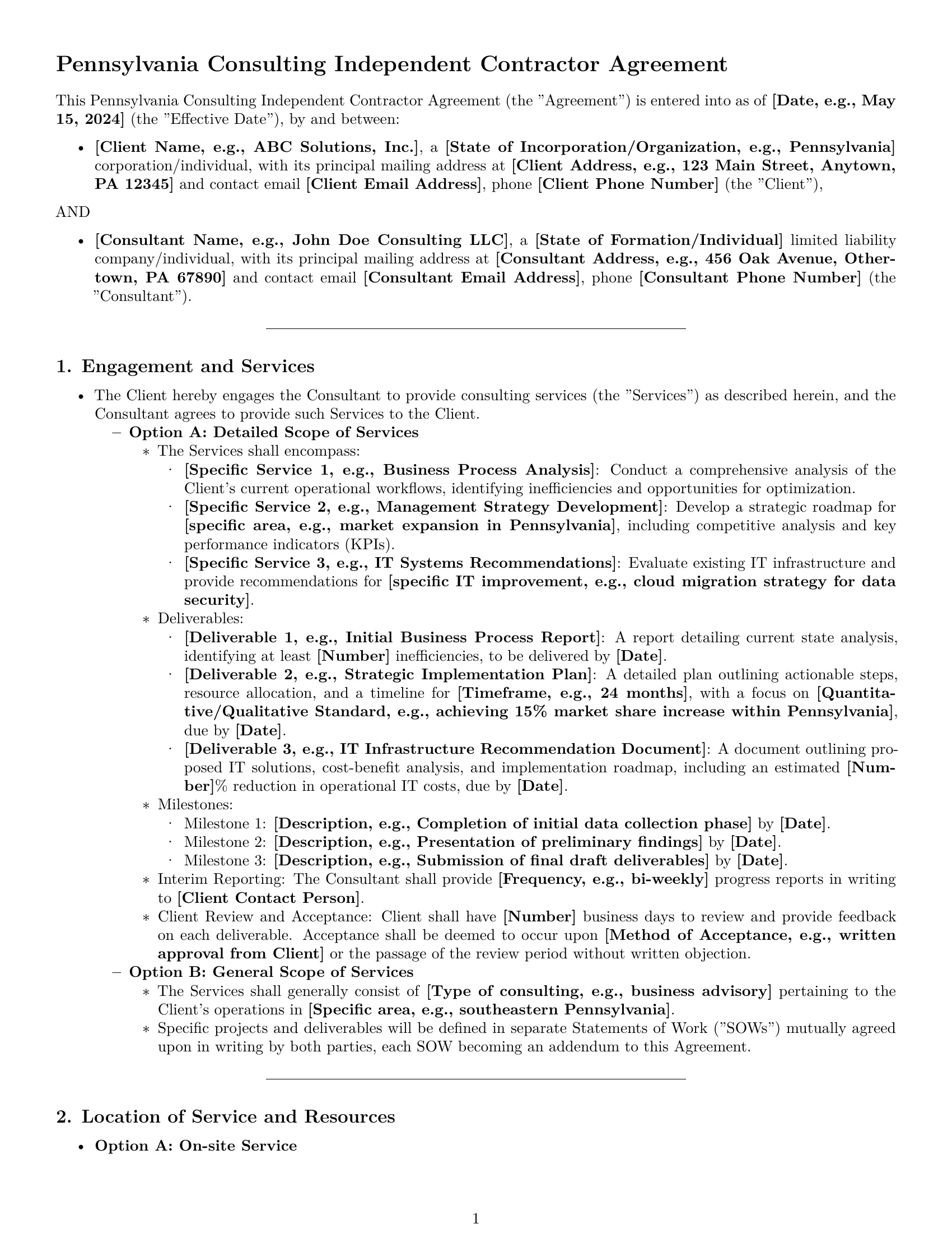 Preview page 1 of Pro Pennsylvania consulting independent contractor agreement template