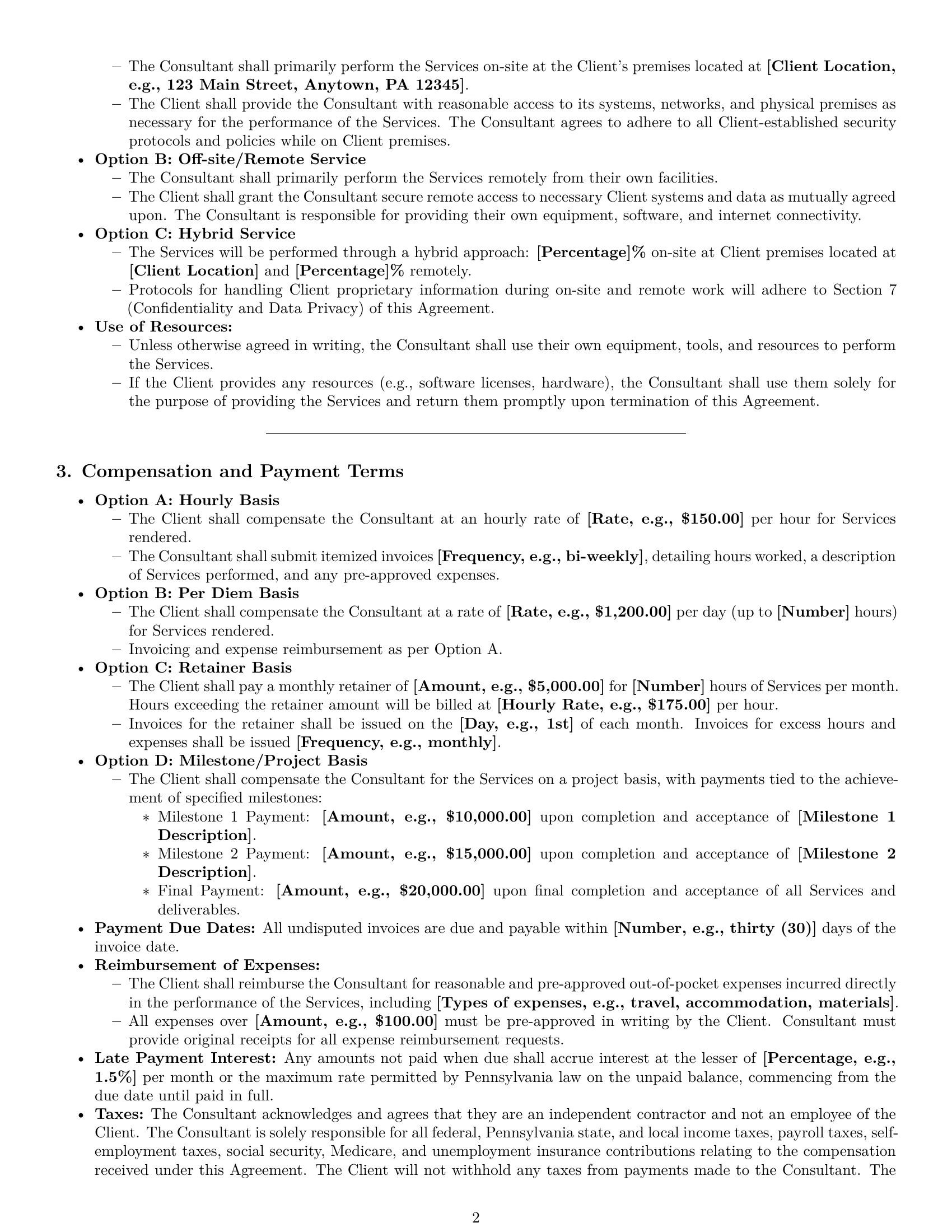 Preview page 2 of Pro Pennsylvania consulting independent contractor agreement template