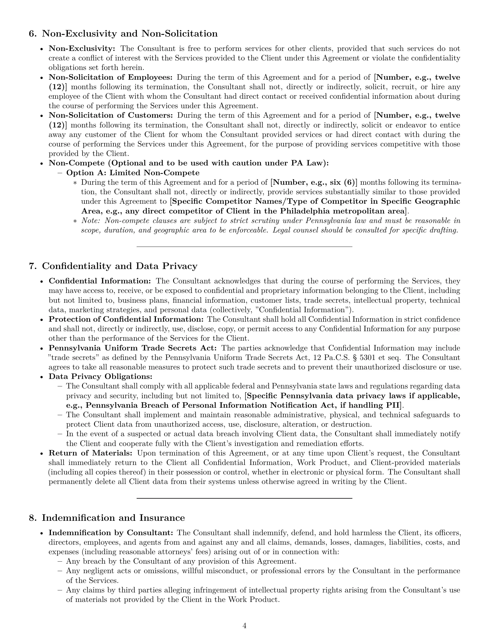 Preview page 4 of Pro Pennsylvania consulting independent contractor agreement template