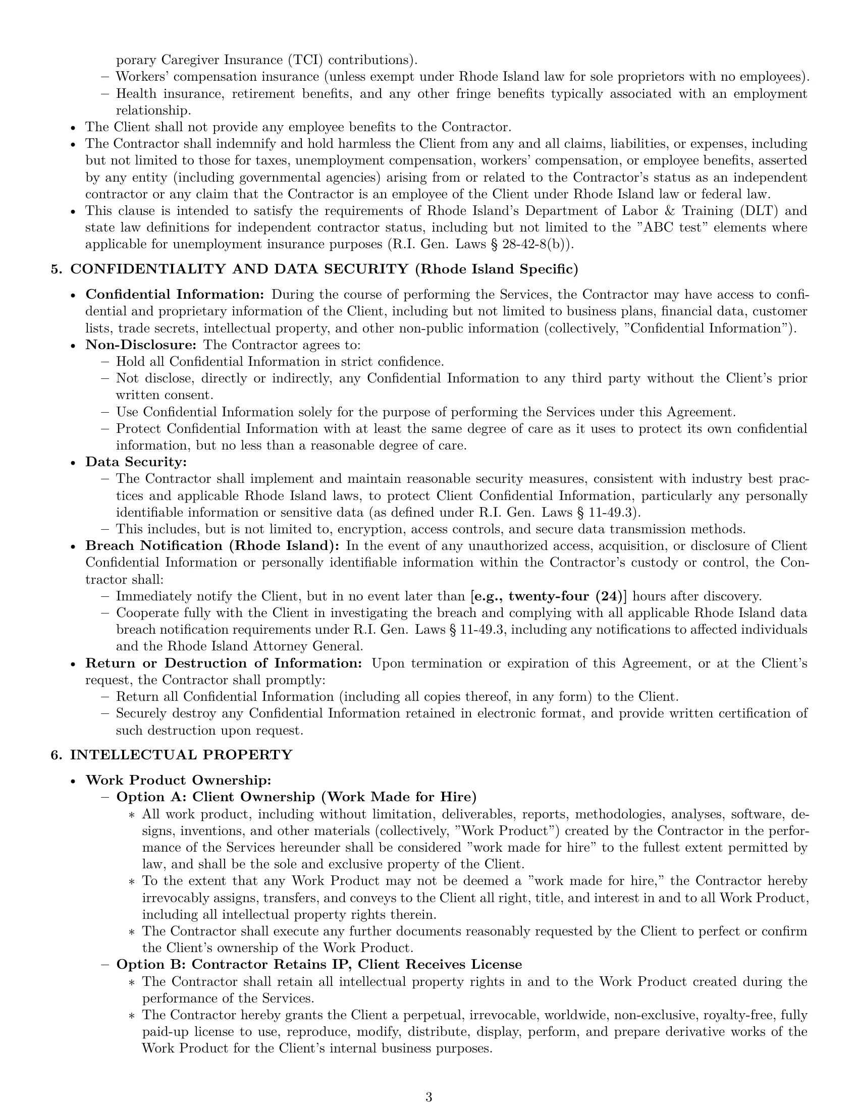 Preview page 3 of Pro Rhode Island consulting independent contractor agreement template