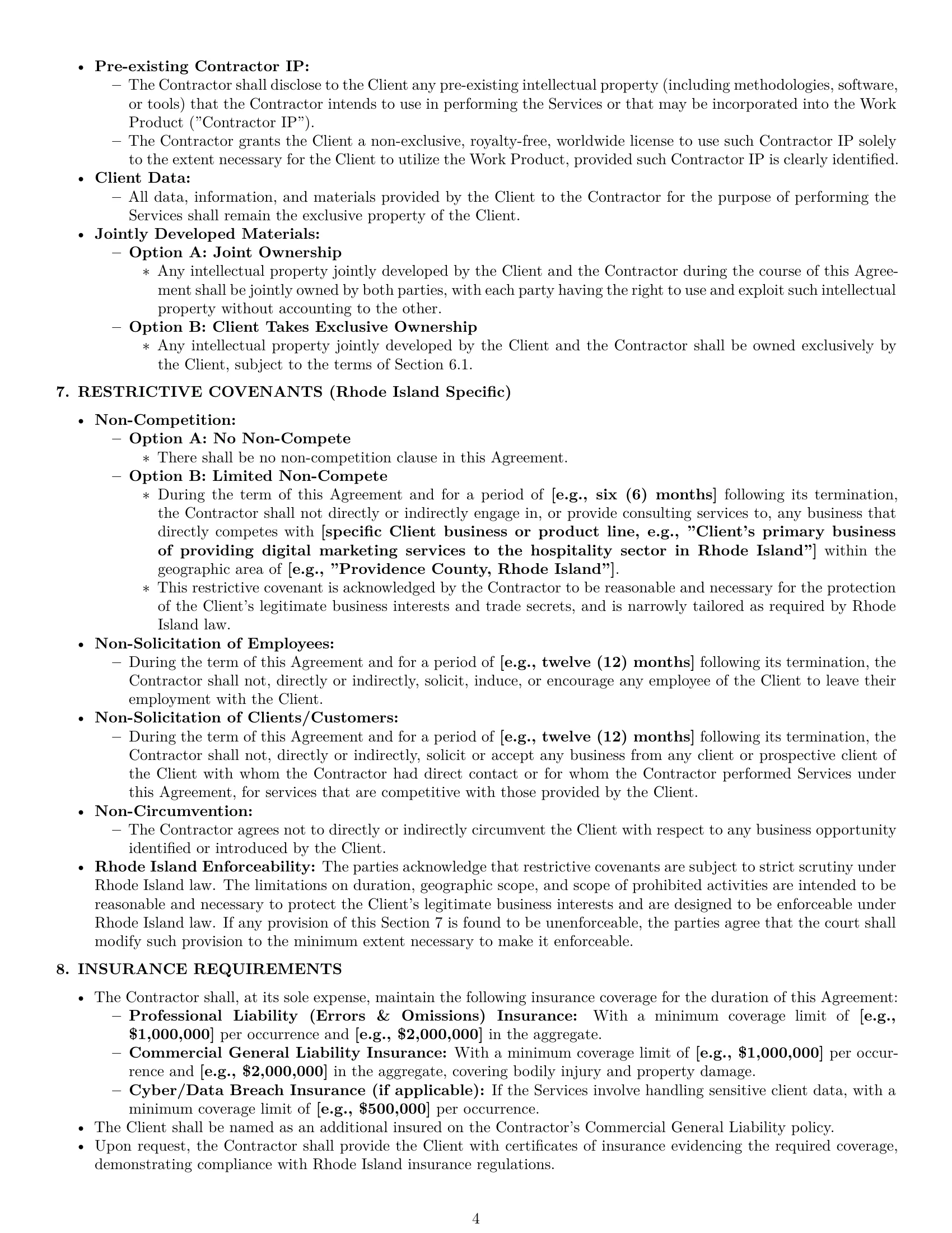 Preview page 4 of Pro Rhode Island consulting independent contractor agreement template