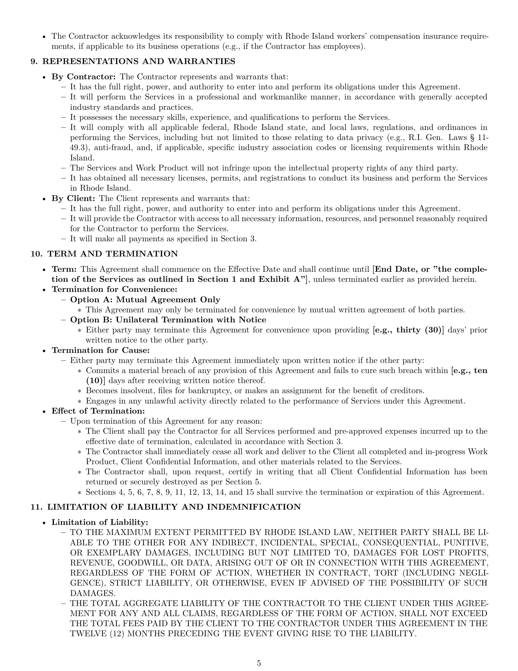 Preview page 5 of Pro Rhode Island consulting independent contractor agreement template