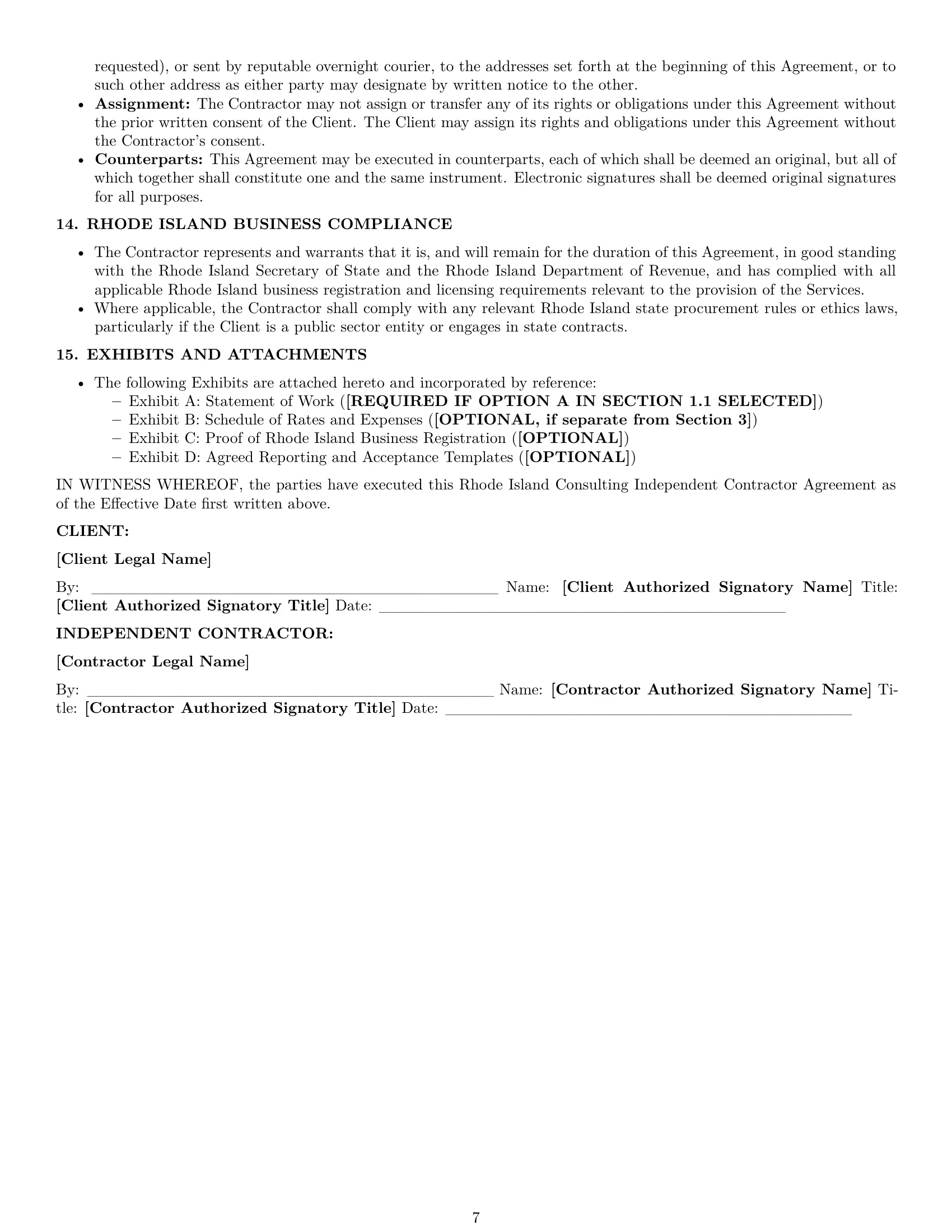 Preview page 7 of Pro Rhode Island consulting independent contractor agreement template
