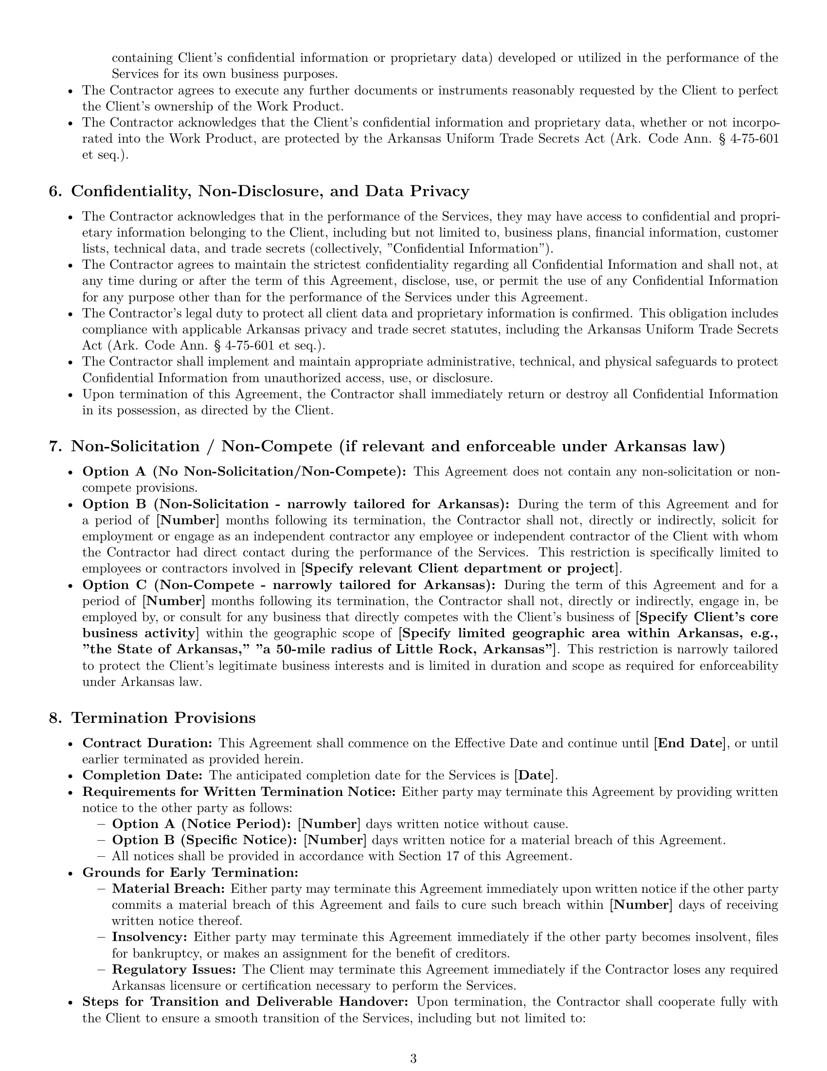Preview page 3 of Pro Arkansas consulting independent contractor agreement template