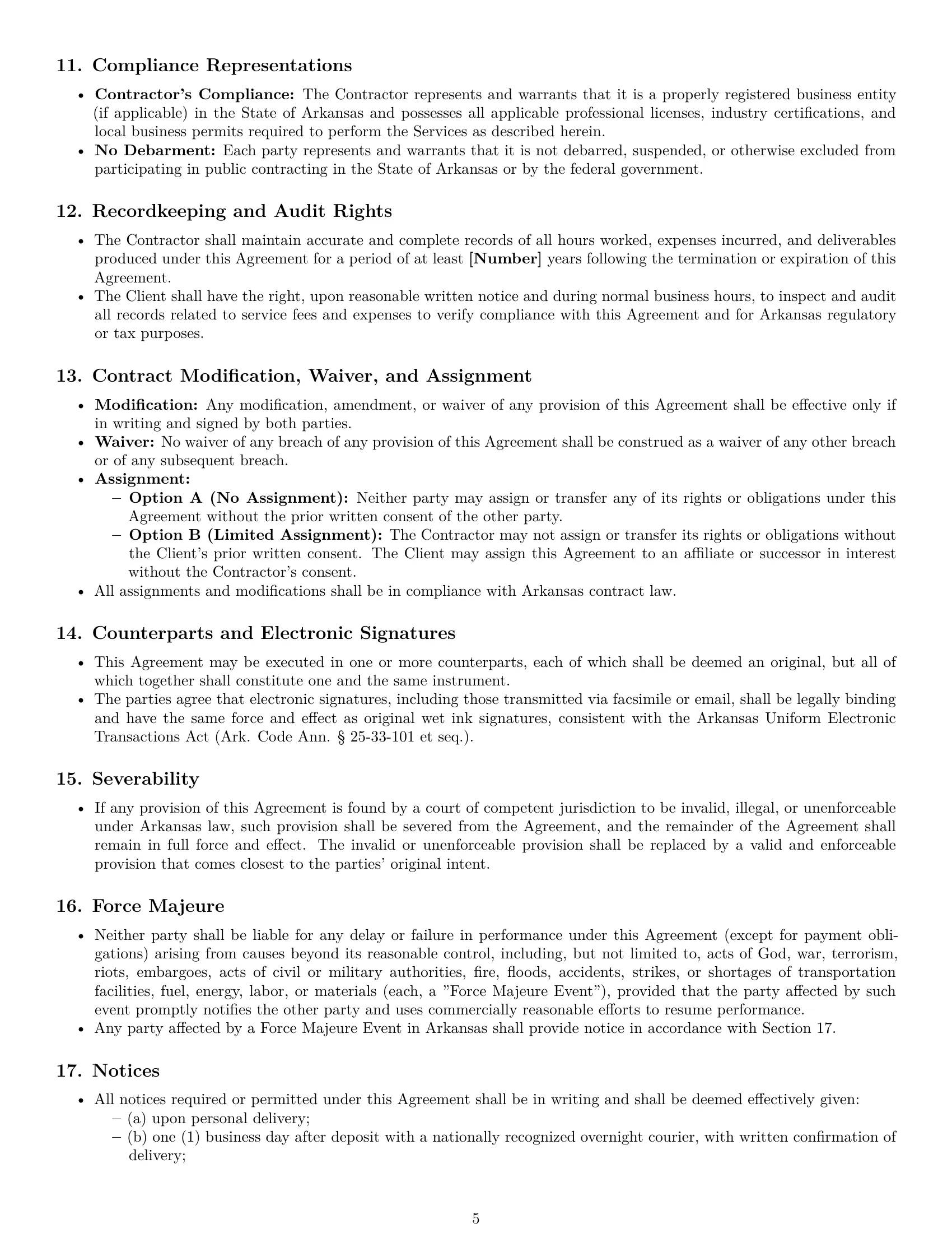 Preview page 5 of Pro Arkansas consulting independent contractor agreement template