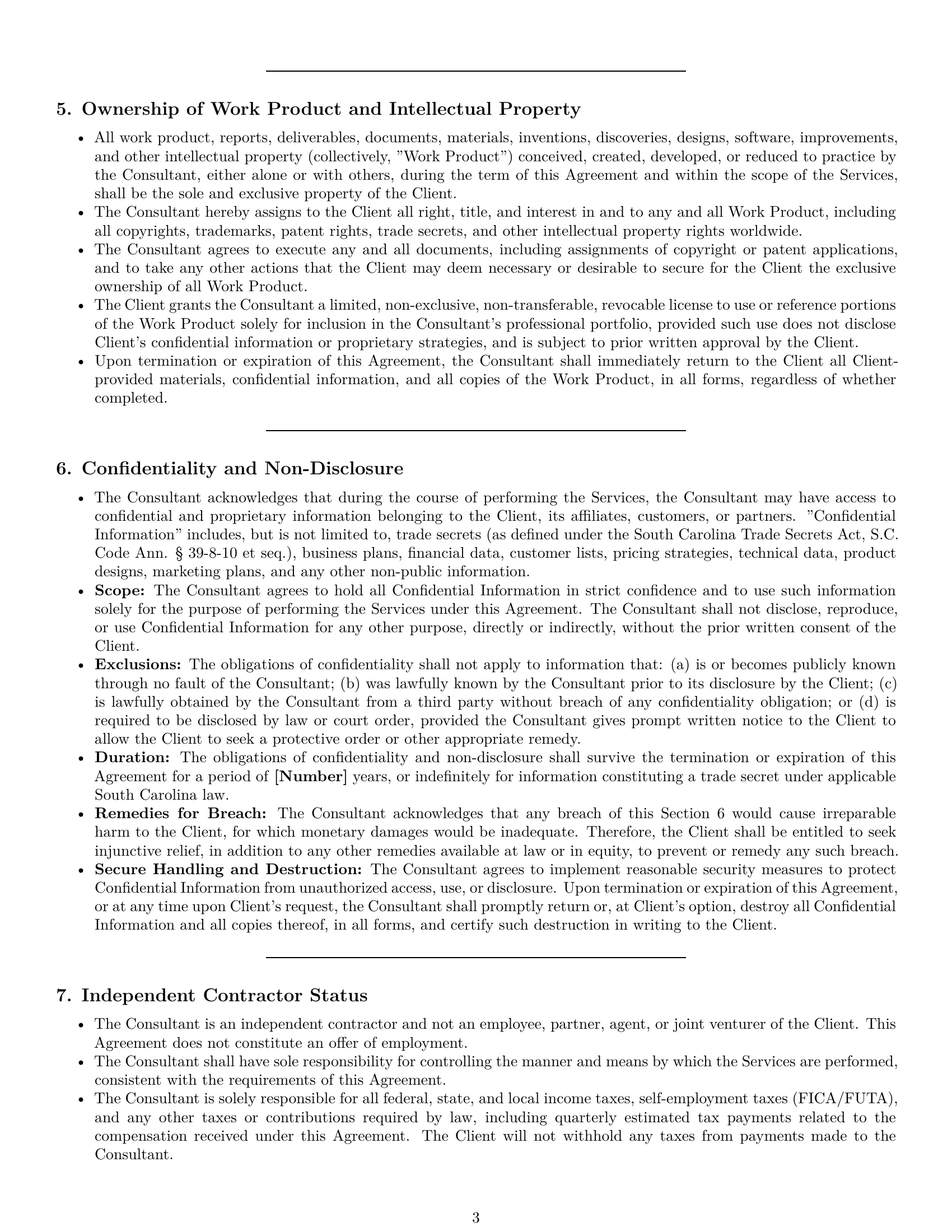 Preview page 3 of Pro South Carolina consulting independent contractor agreement template