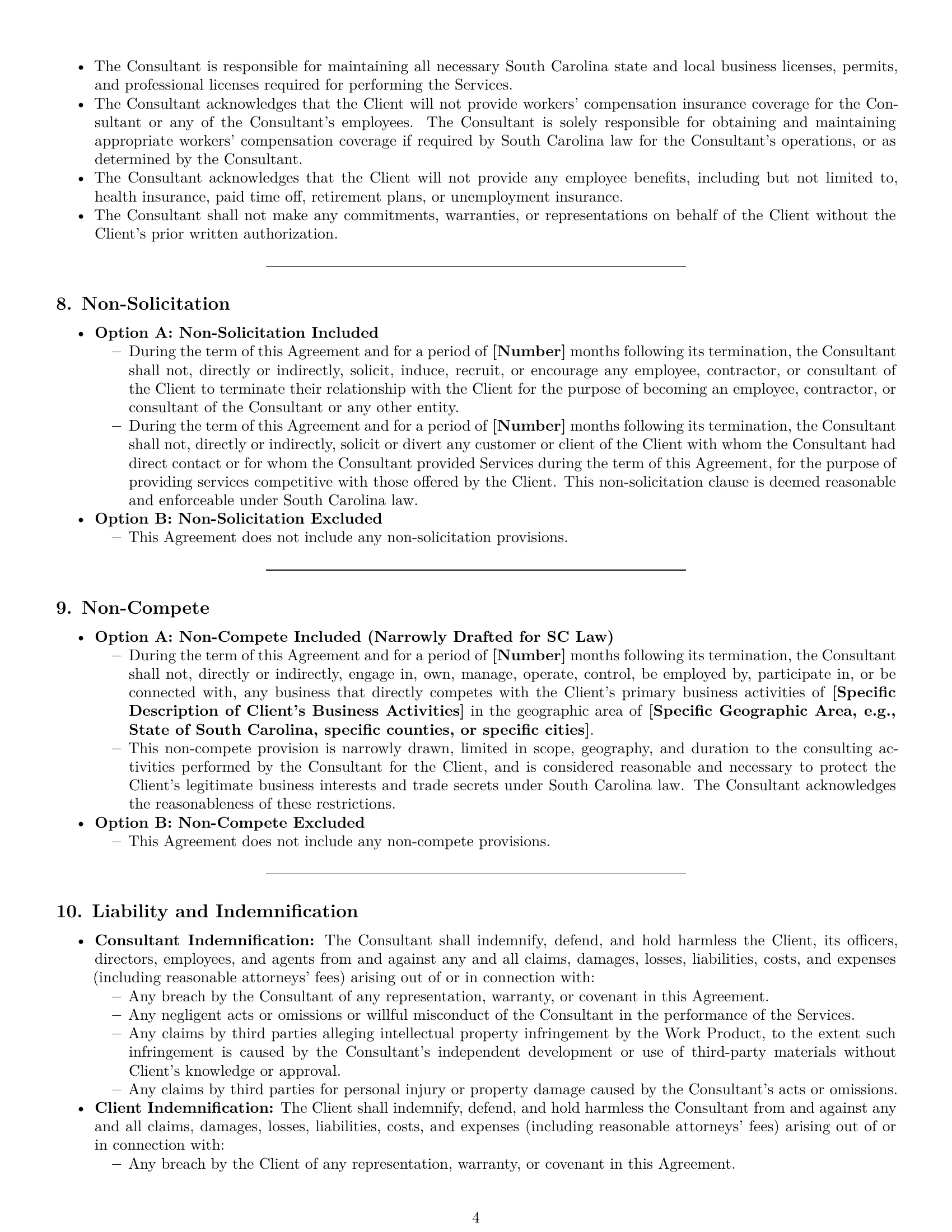Preview page 4 of Pro South Carolina consulting independent contractor agreement template