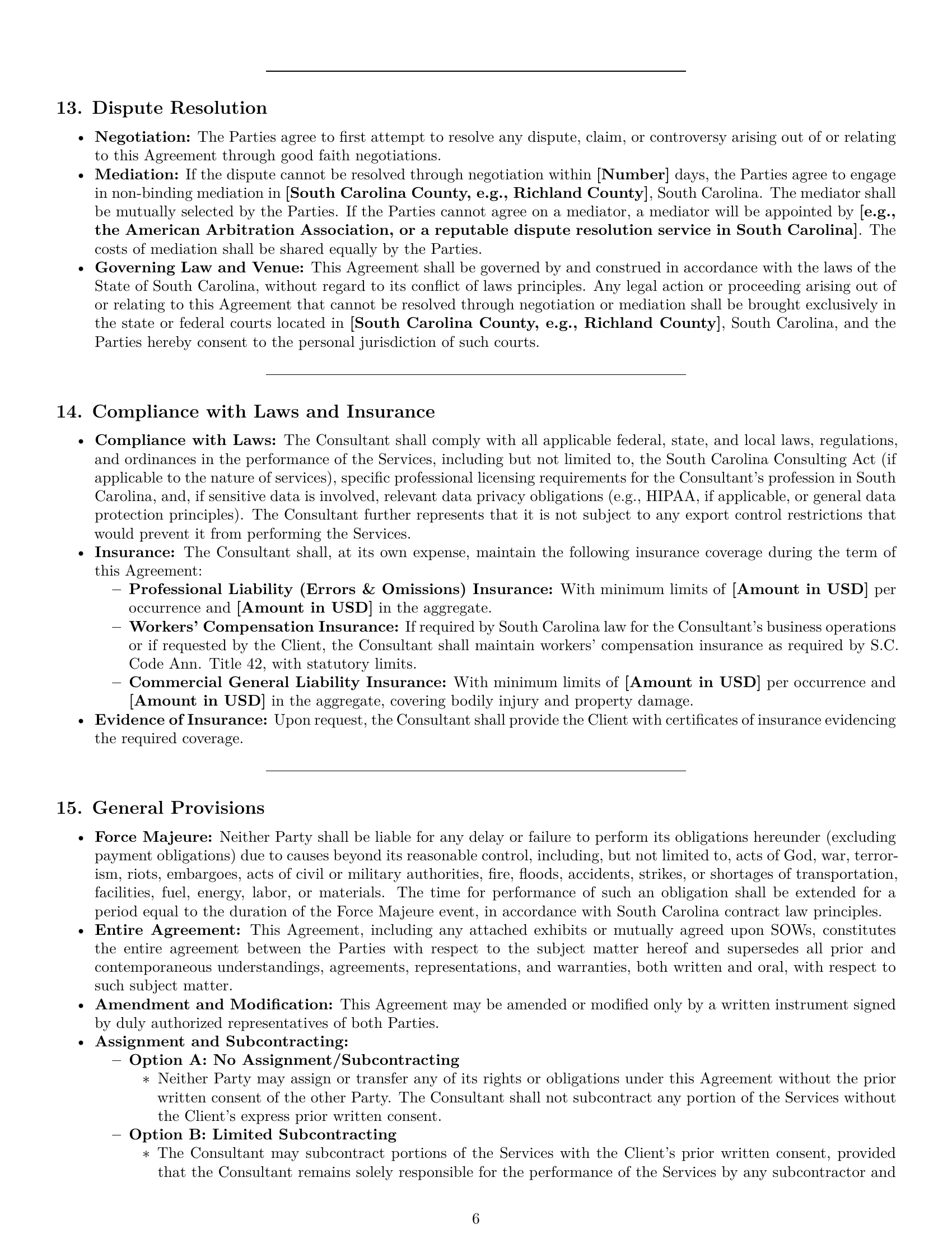 Preview page 6 of Pro South Carolina consulting independent contractor agreement template