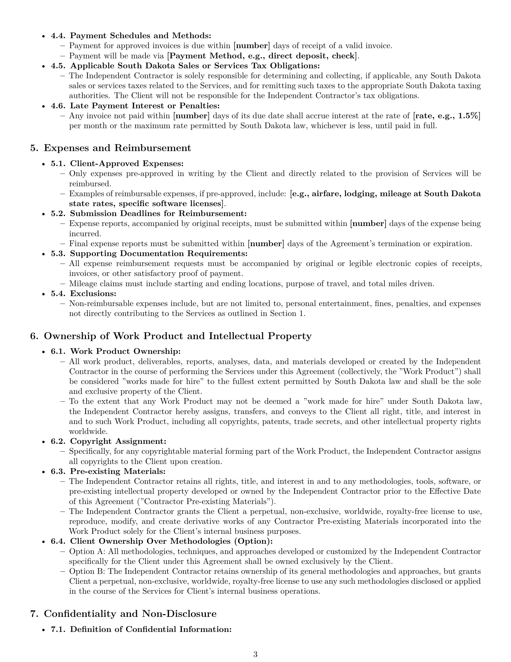 Preview page 3 of Pro South Dakota consulting independent contractor agreement template