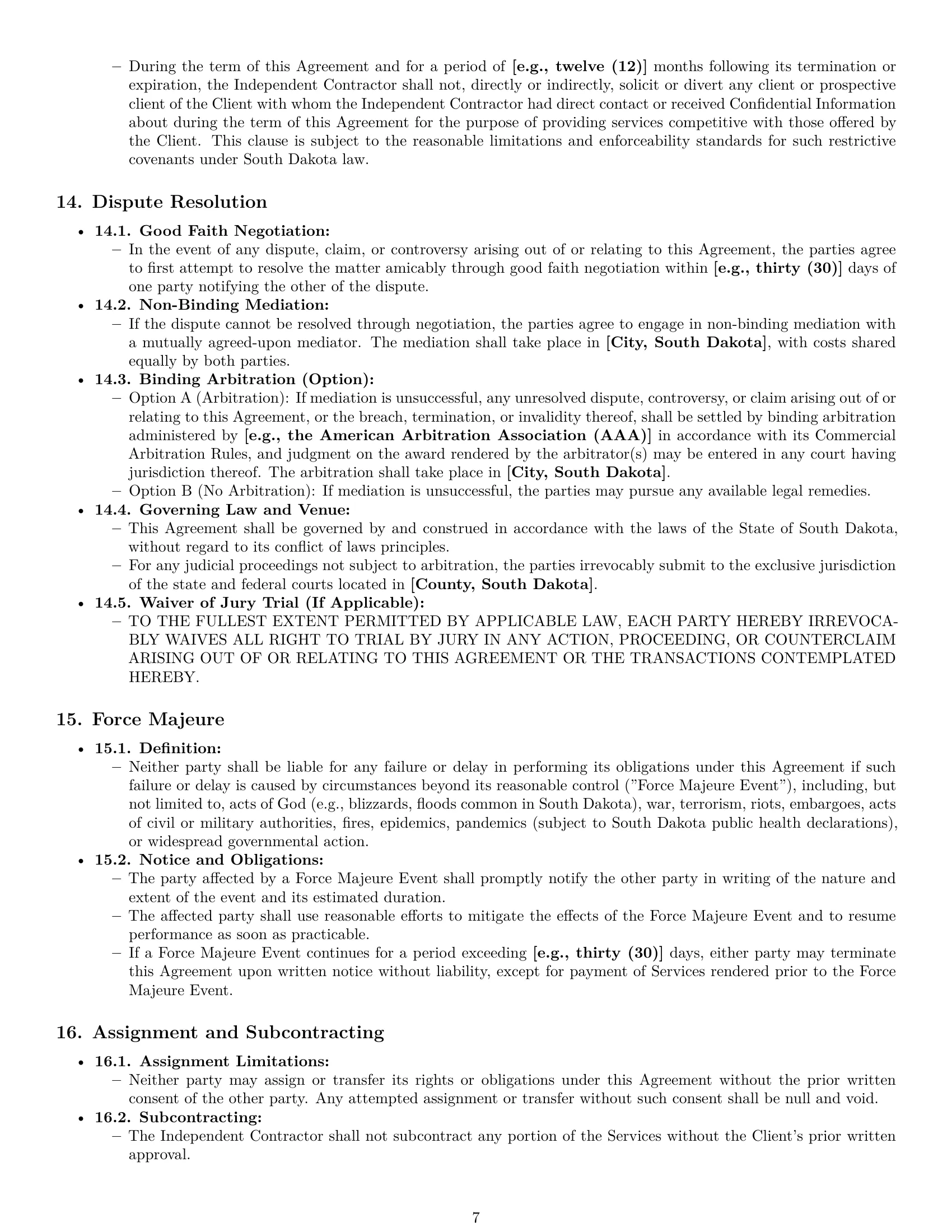 Preview page 7 of Pro South Dakota consulting independent contractor agreement template