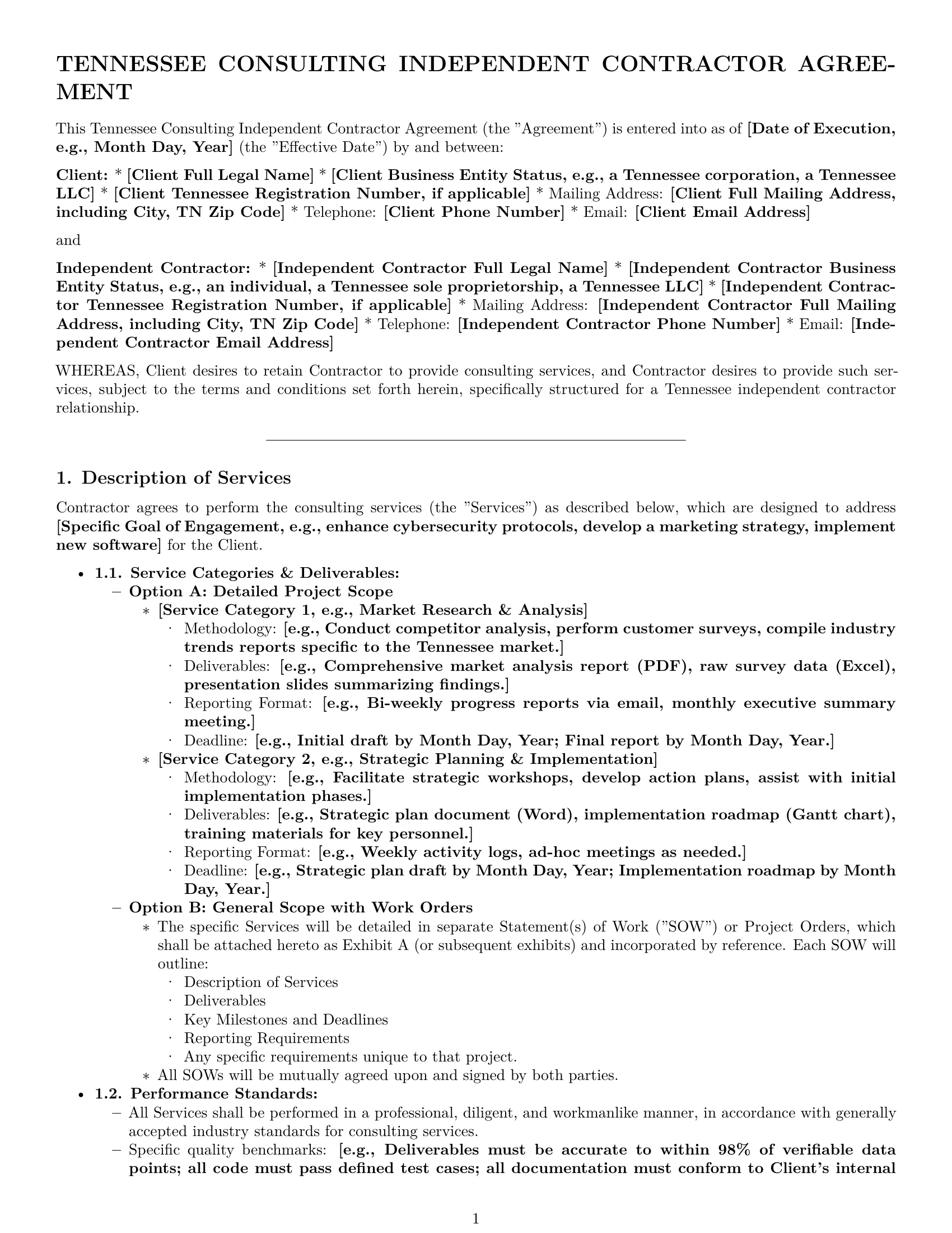 Preview page 1 of Pro Tennessee consulting independent contractor agreement template