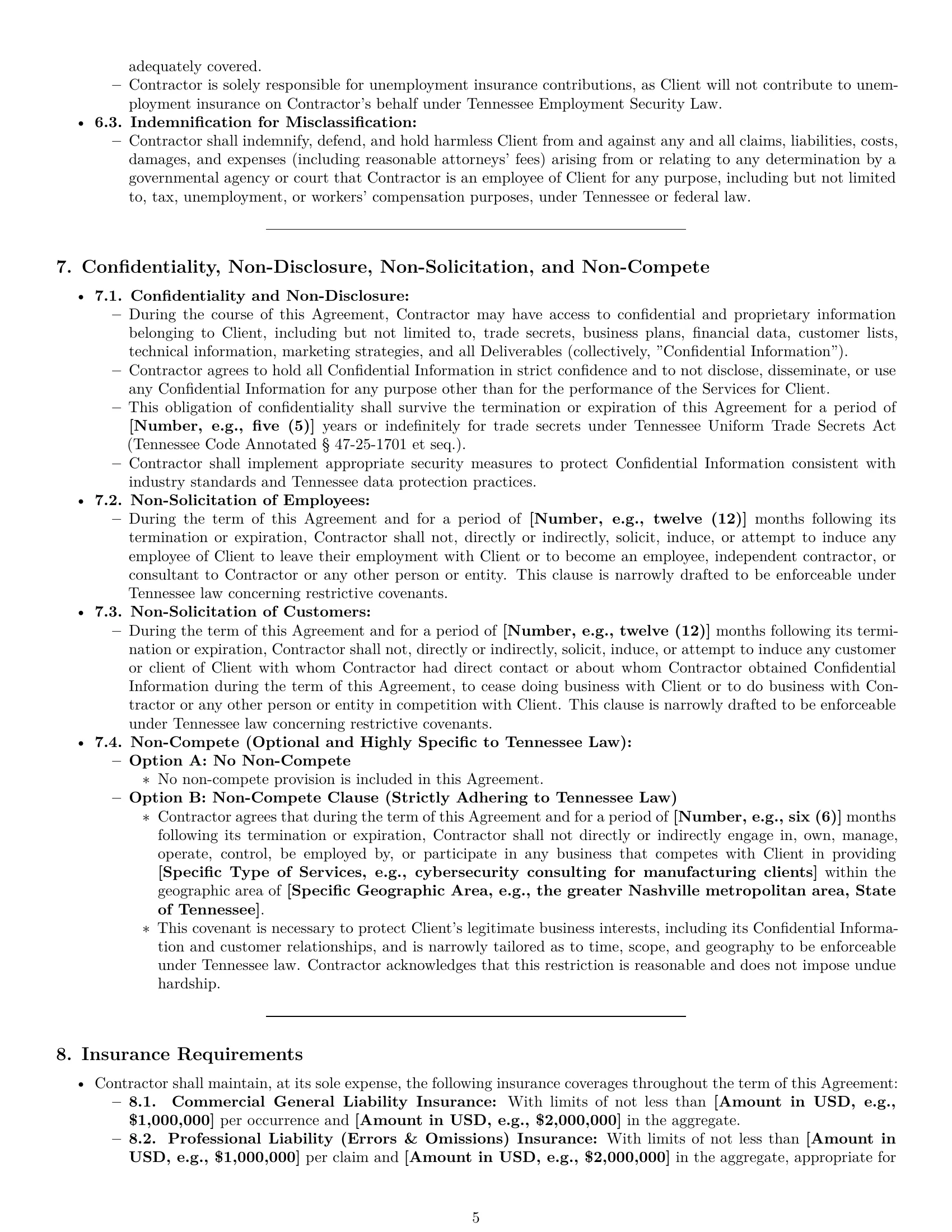 Preview page 5 of Pro Tennessee consulting independent contractor agreement template