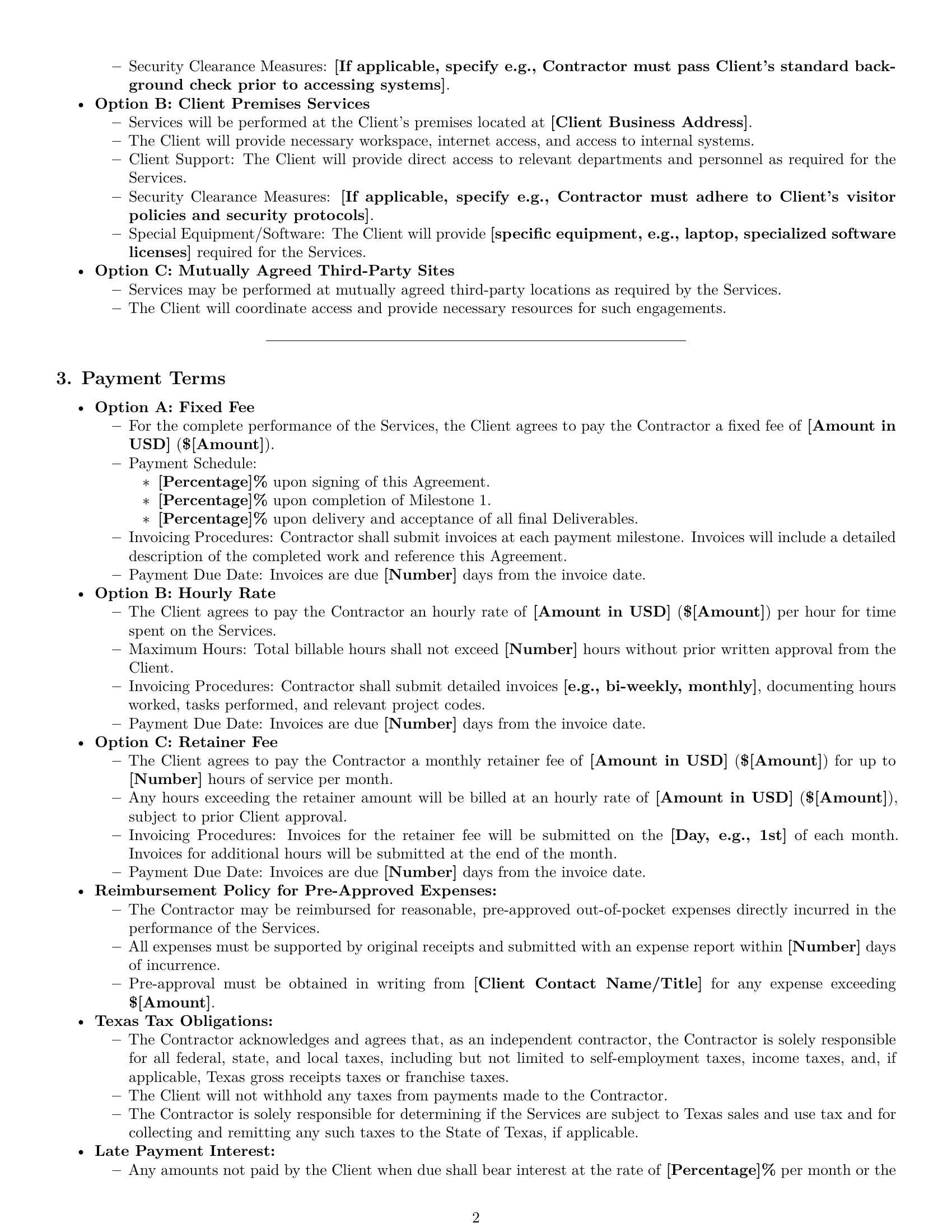 Preview page 2 of Pro Texas consulting independent contractor agreement template