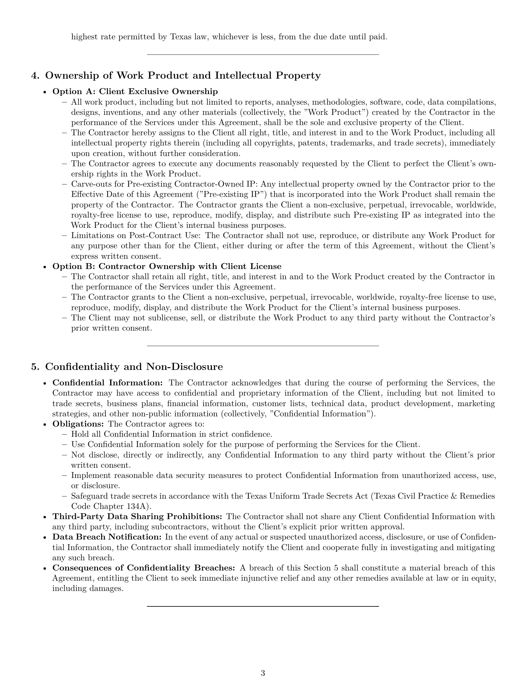Preview page 3 of Pro Texas consulting independent contractor agreement template