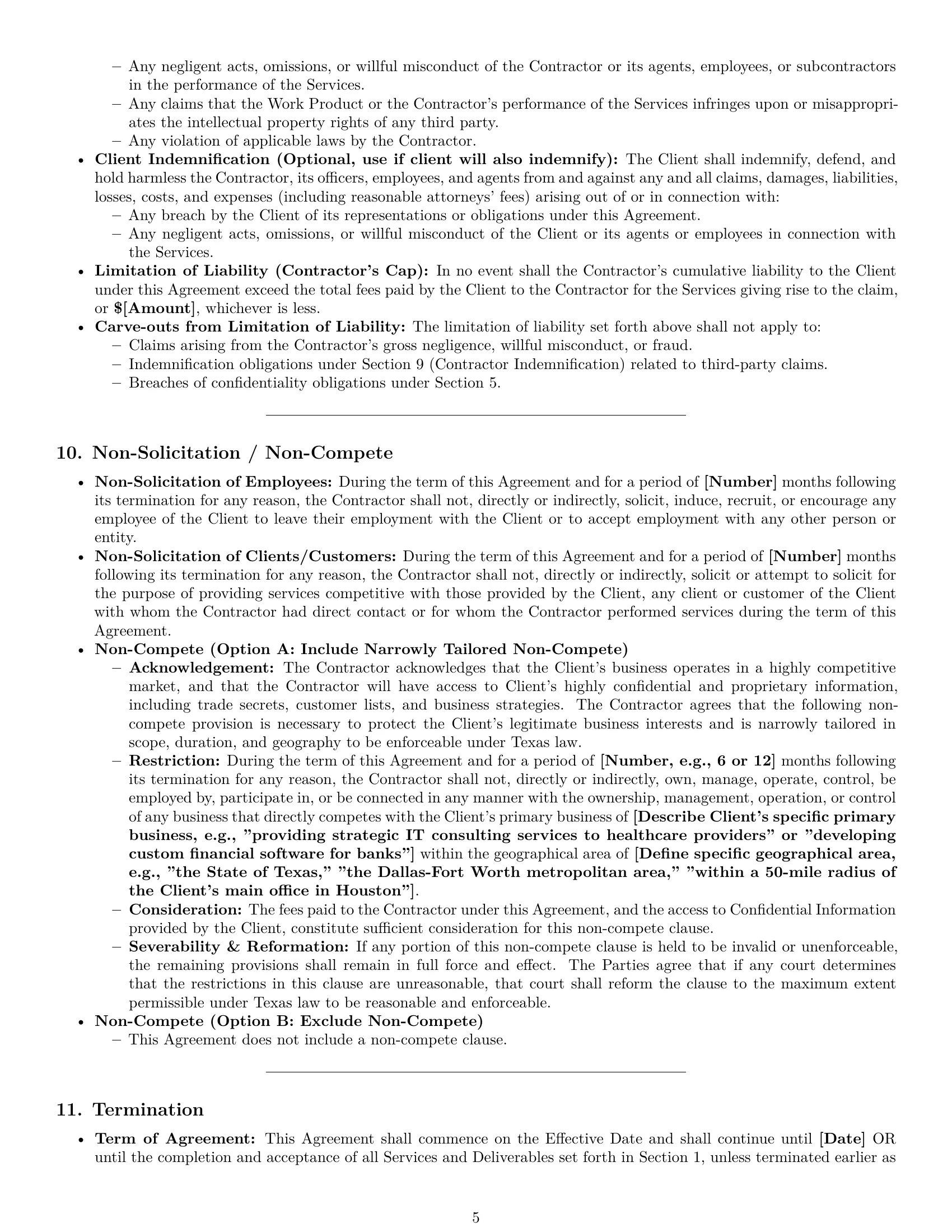 Preview page 5 of Pro Texas consulting independent contractor agreement template