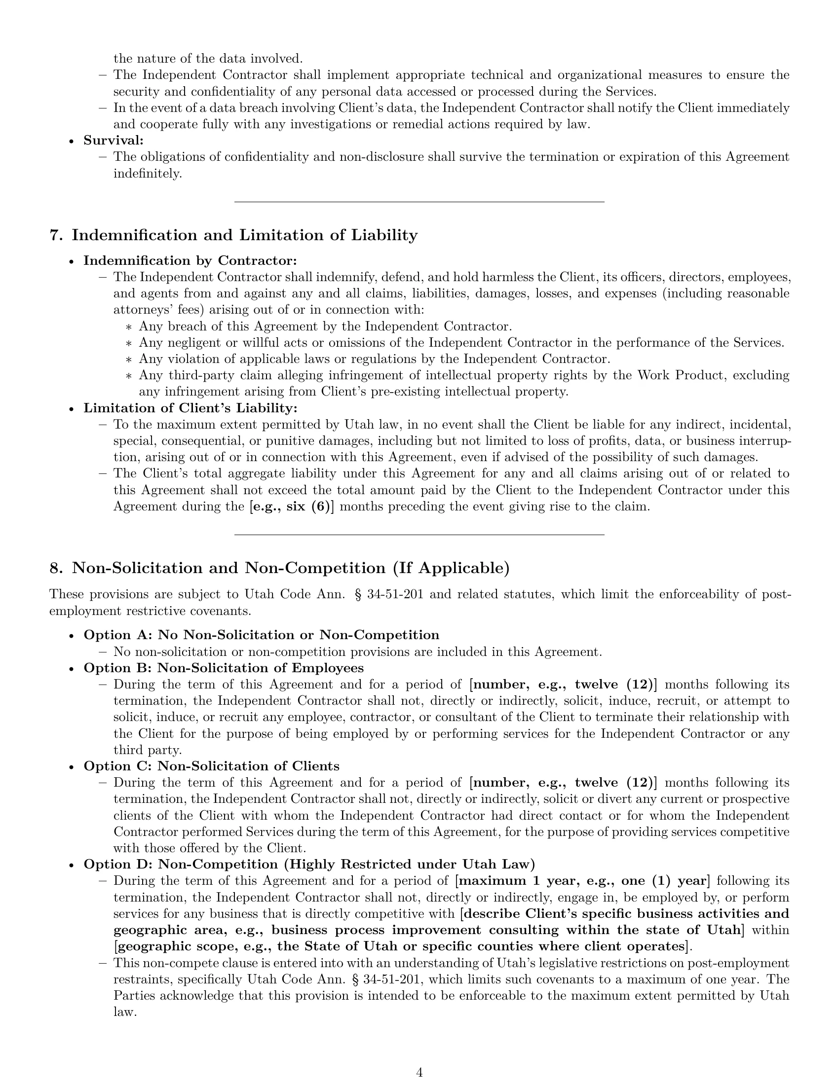 Preview page 4 of Pro Utah consulting independent contractor agreement template