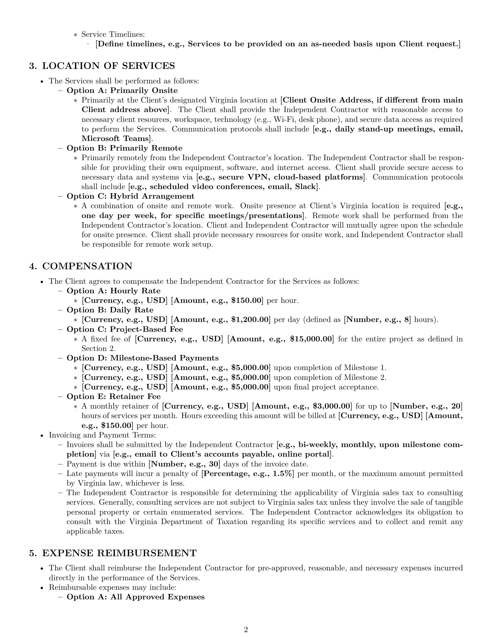 Preview page 2 of Pro Virginia consulting independent contractor agreement template