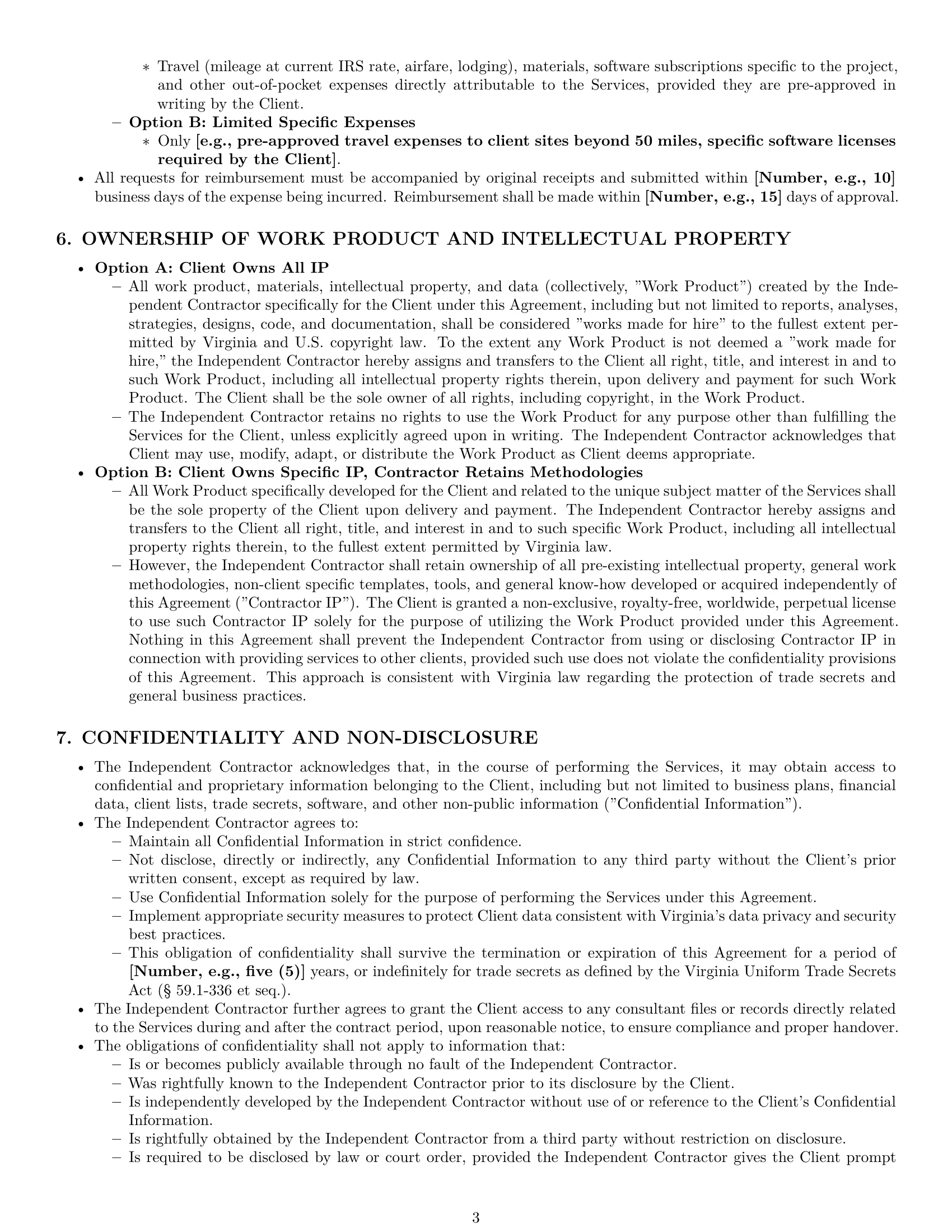 Preview page 3 of Pro Virginia consulting independent contractor agreement template