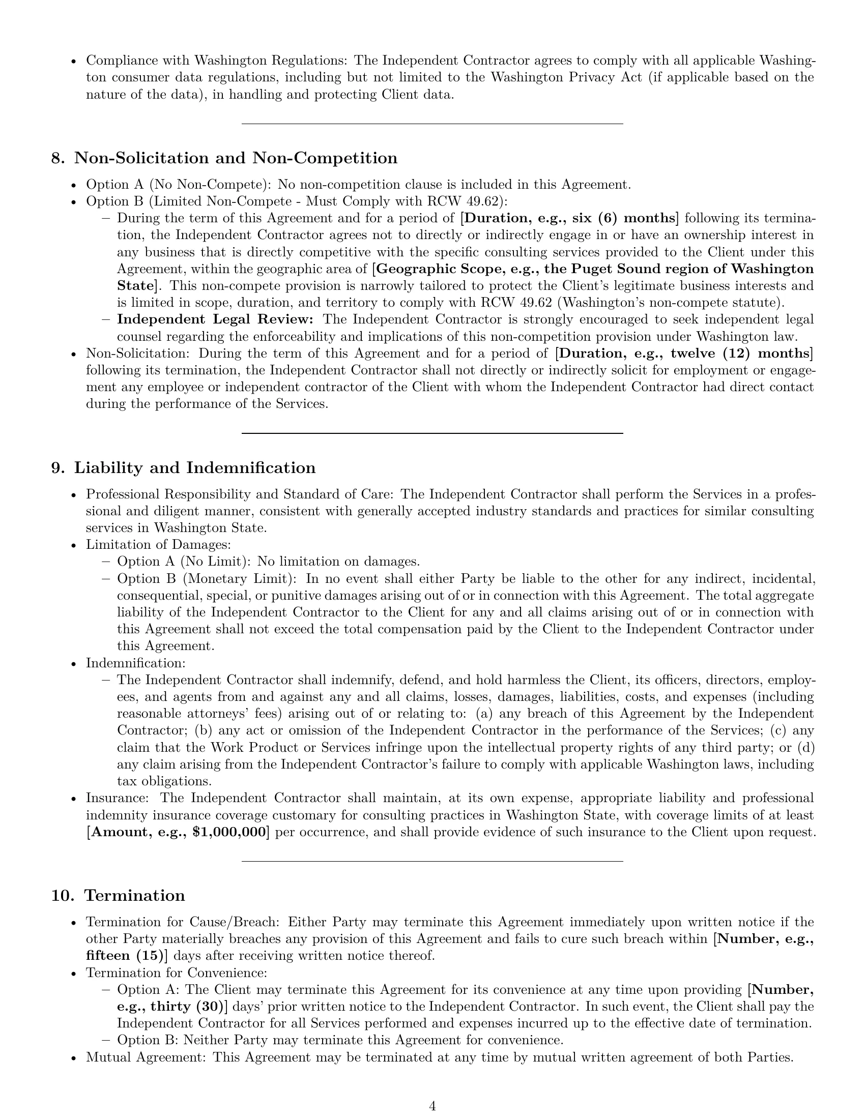 Preview page 4 of Pro Washington consulting independent contractor agreement template