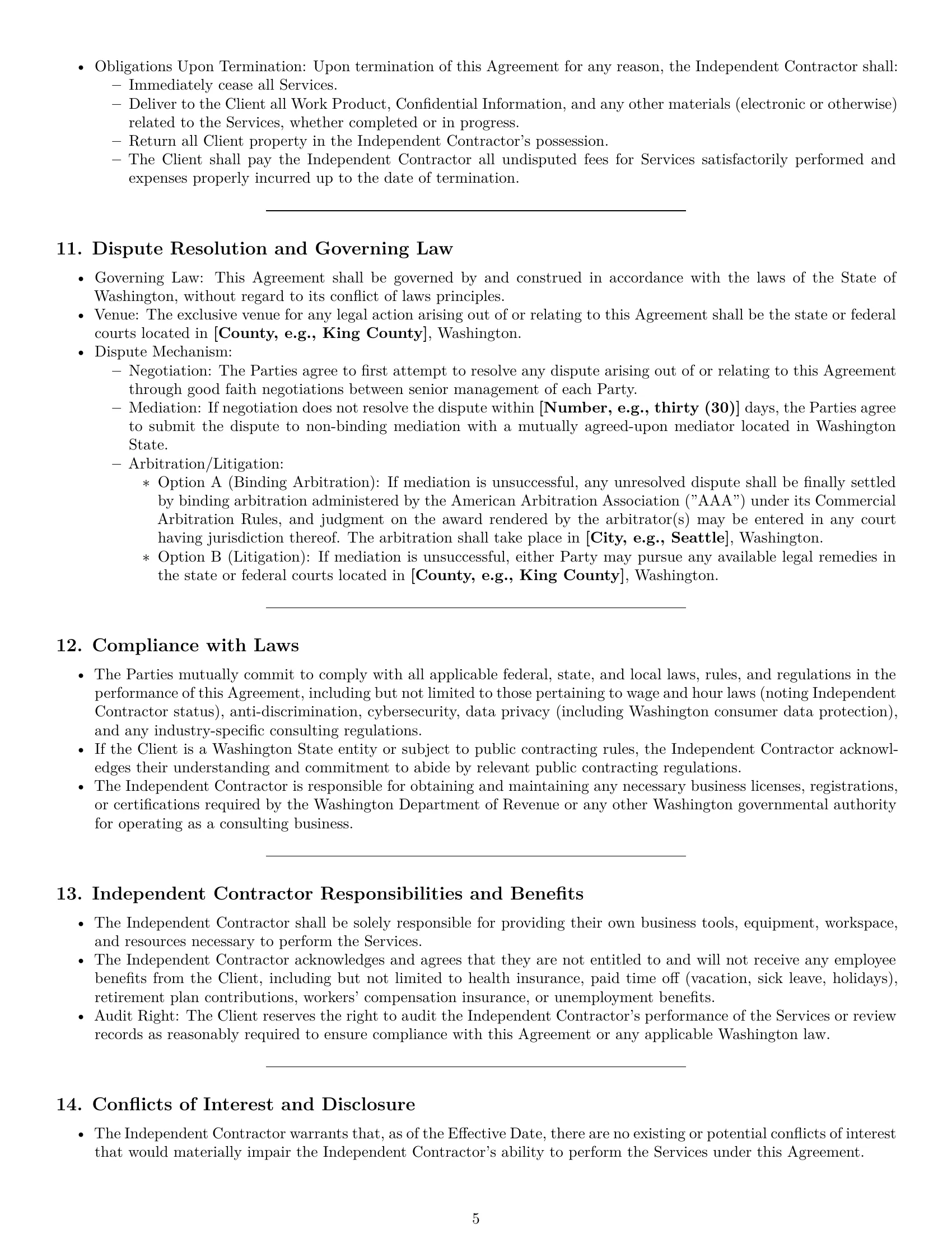 Preview page 5 of Pro Washington consulting independent contractor agreement template