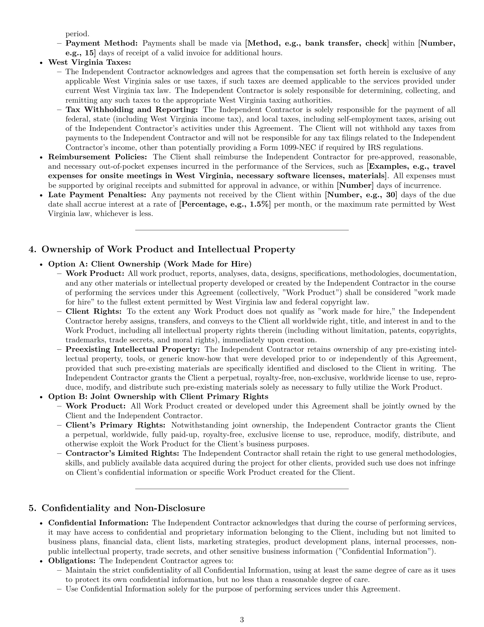Preview page 3 of Pro West Virginia consulting independent contractor agreement template