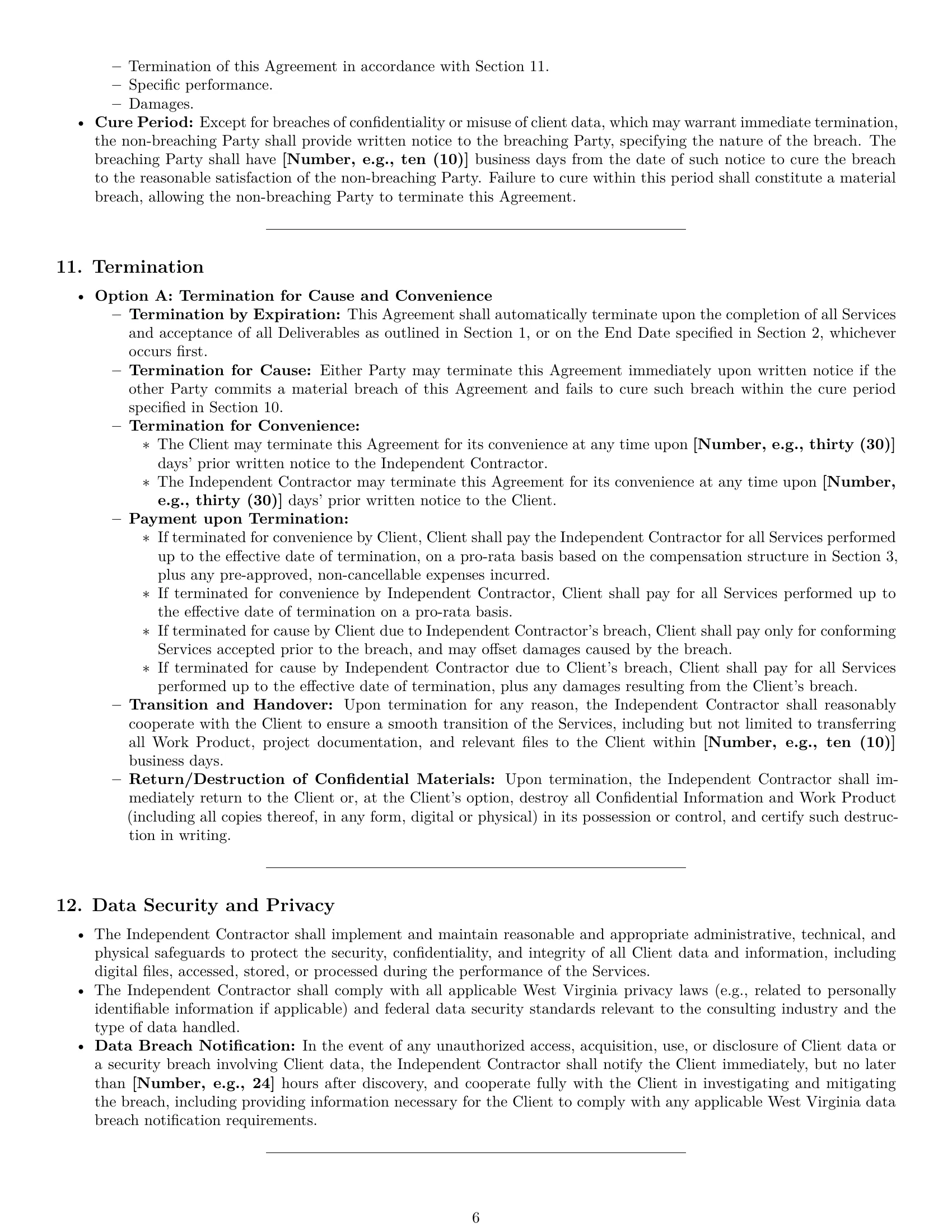 Preview page 6 of Pro West Virginia consulting independent contractor agreement template