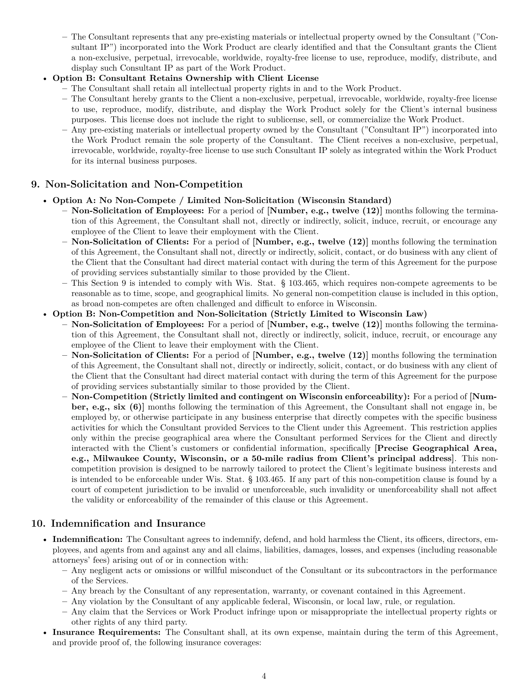 Preview page 4 of Pro Wisconsin consulting independent contractor agreement template