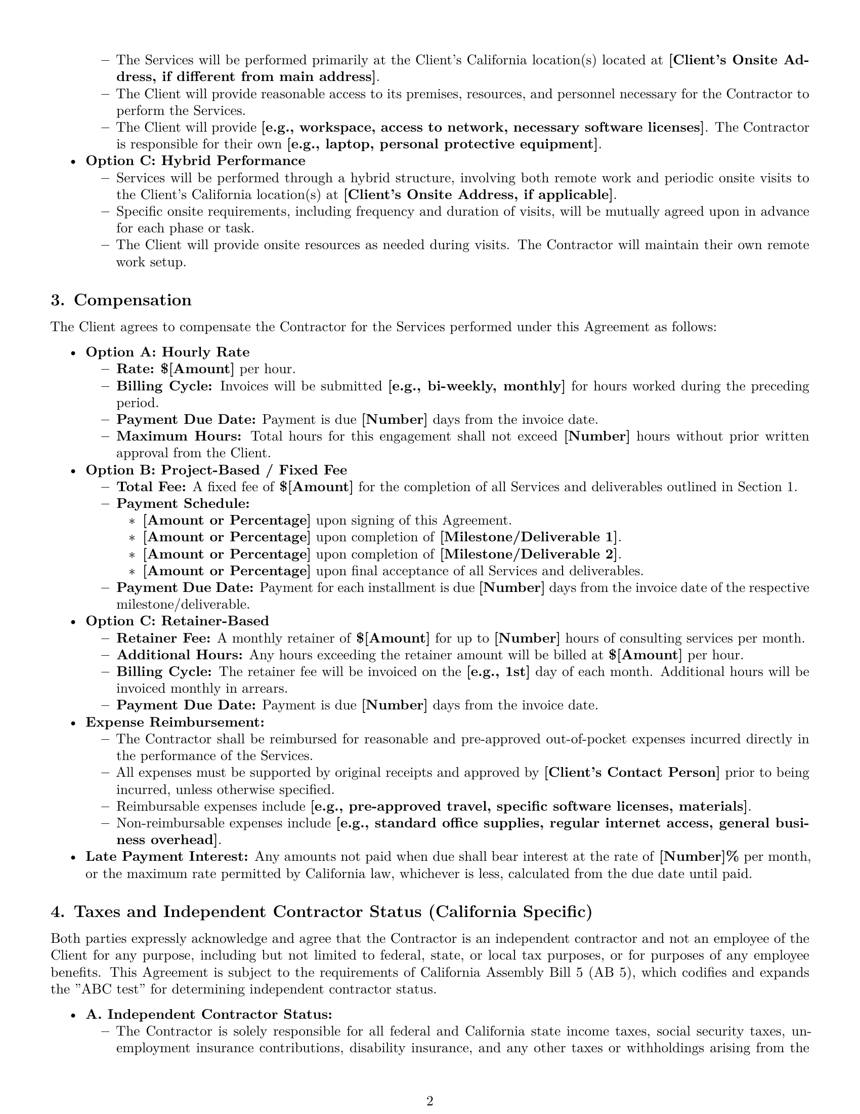 Preview page 2 of Pro California consulting independent contractor agreement template