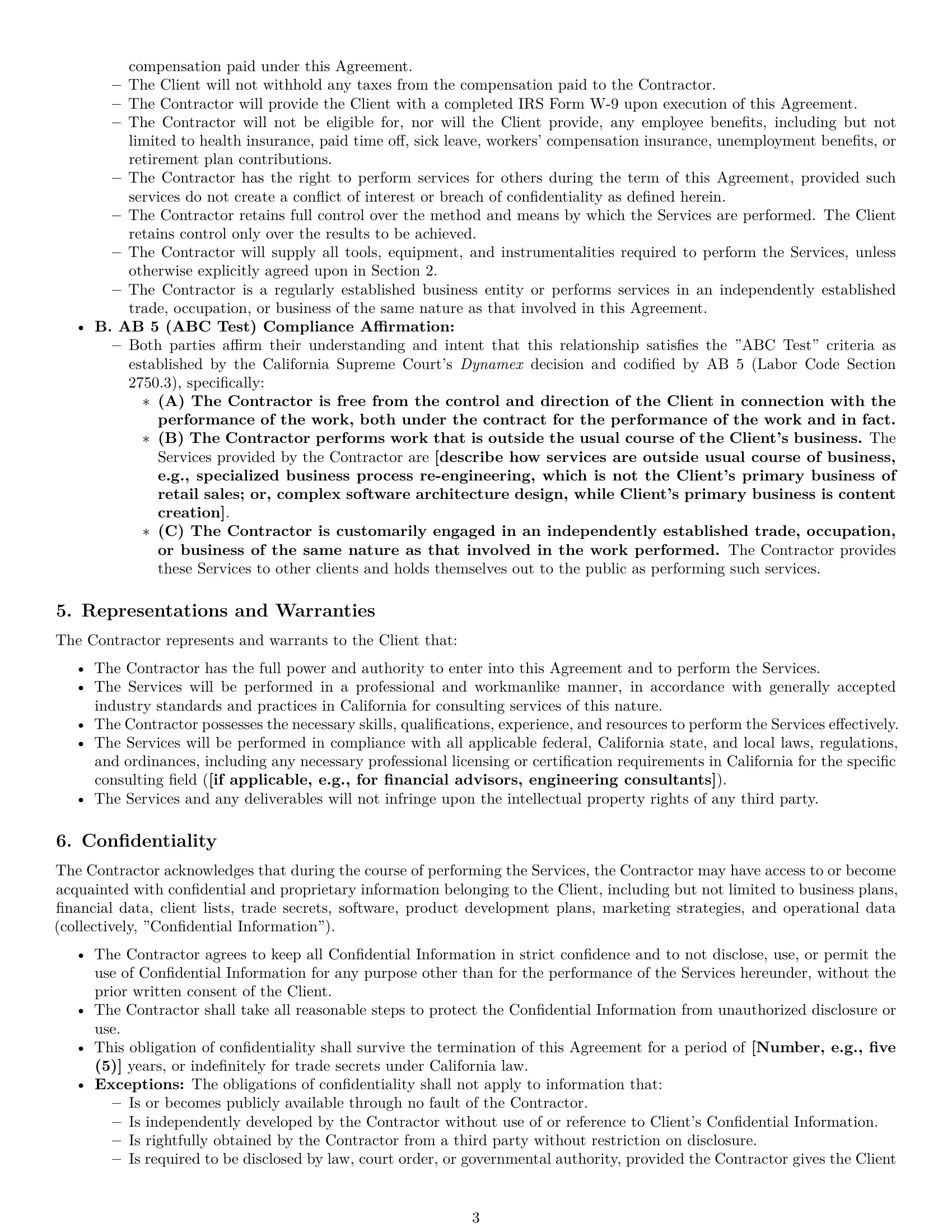Preview page 3 of Pro California consulting independent contractor agreement template