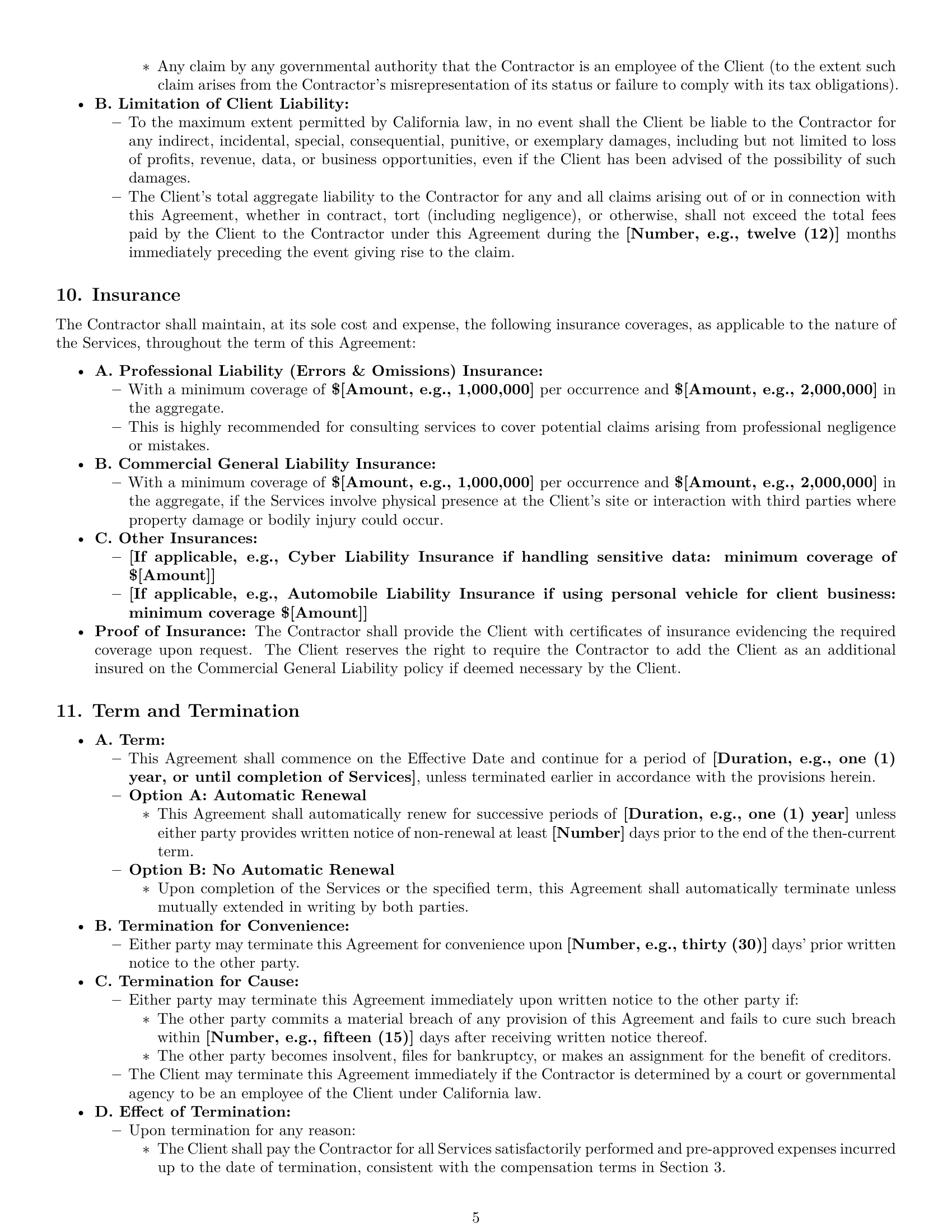 Preview page 5 of Pro California consulting independent contractor agreement template