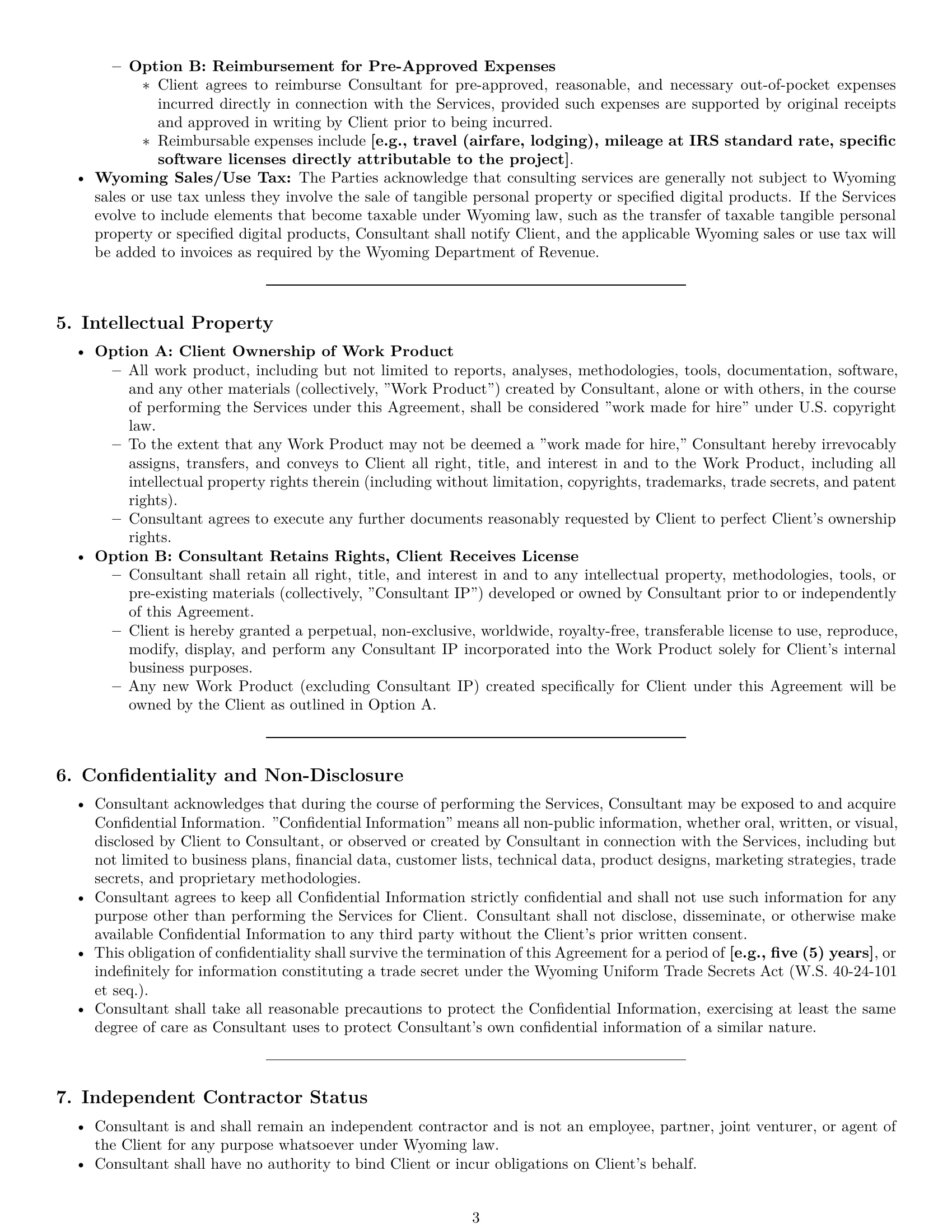 Preview page 3 of Pro Wyoming consulting independent contractor agreement template