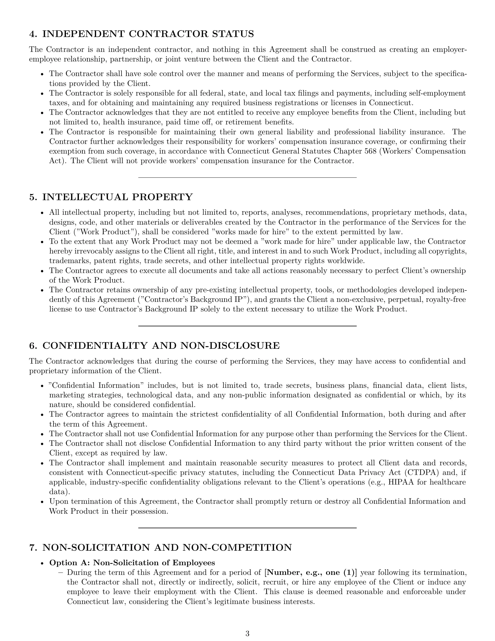 Preview page 3 of Pro Connecticut consulting independent contractor agreement template
