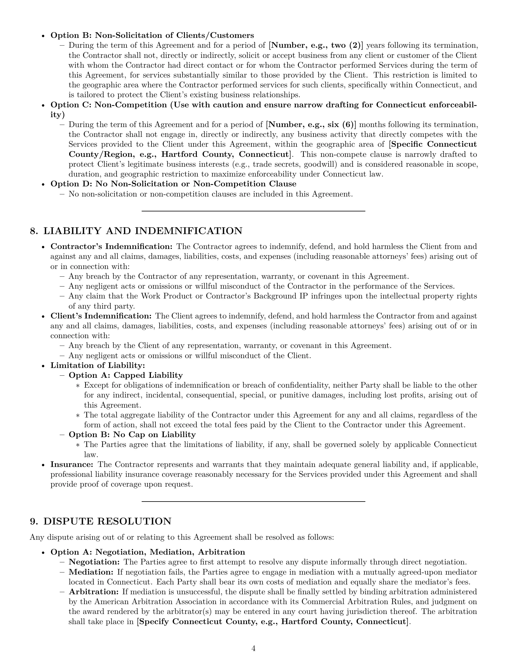 Preview page 4 of Pro Connecticut consulting independent contractor agreement template