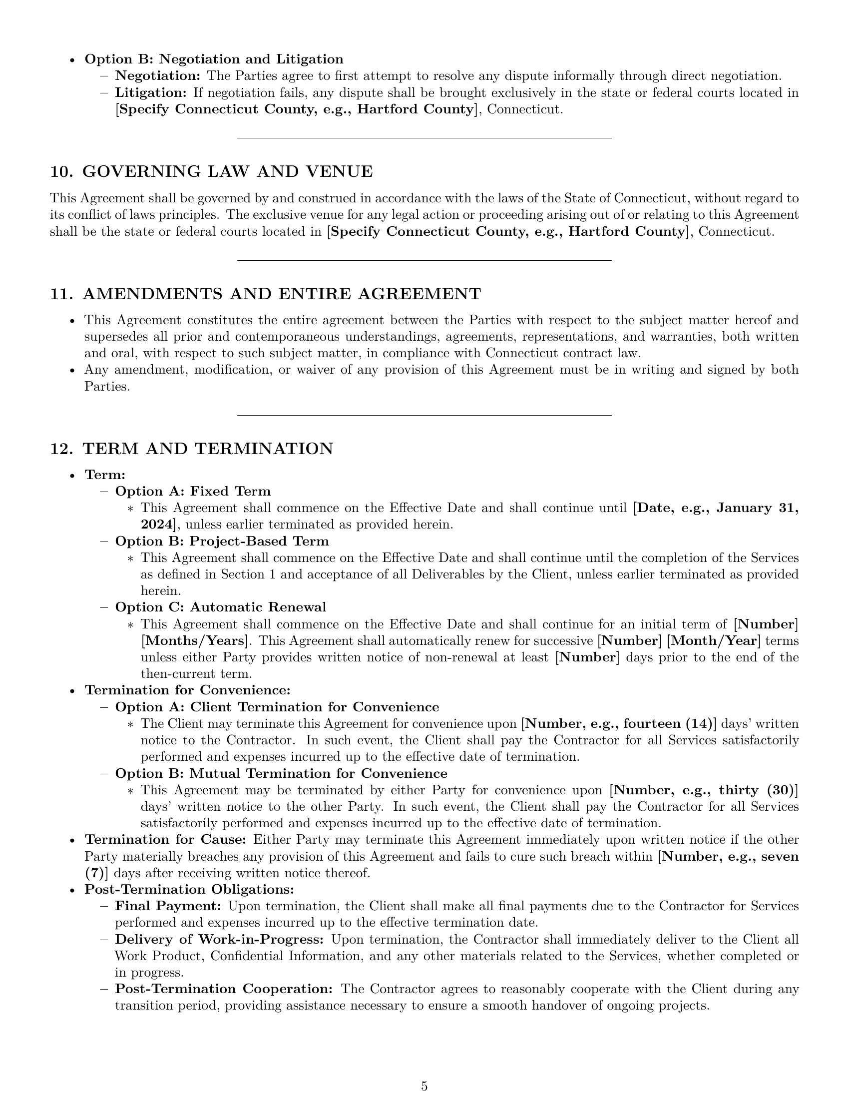 Preview page 5 of Pro Connecticut consulting independent contractor agreement template